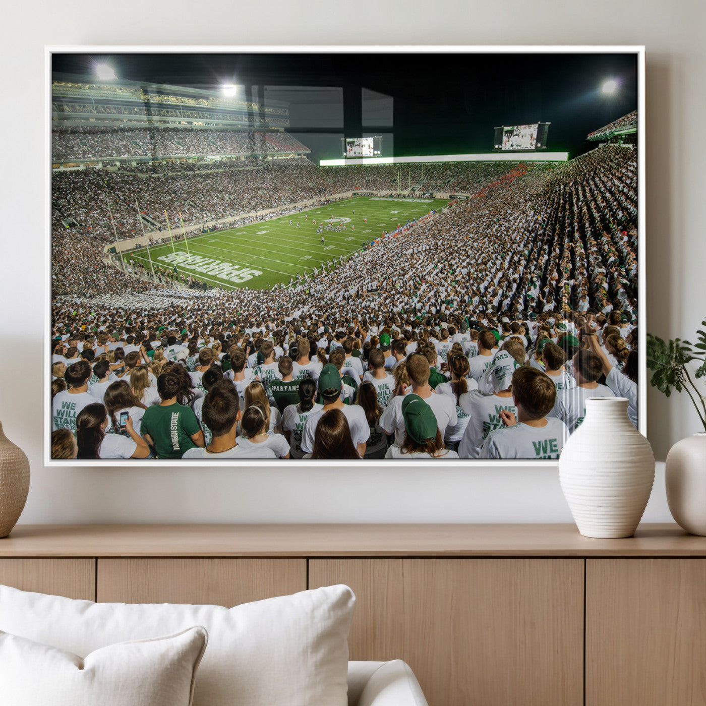MGV-FP-60X30-3P - Michigan State Spartans Football Canvas Print - East Lansing Spartan Stadium Wall Art Canvas Print