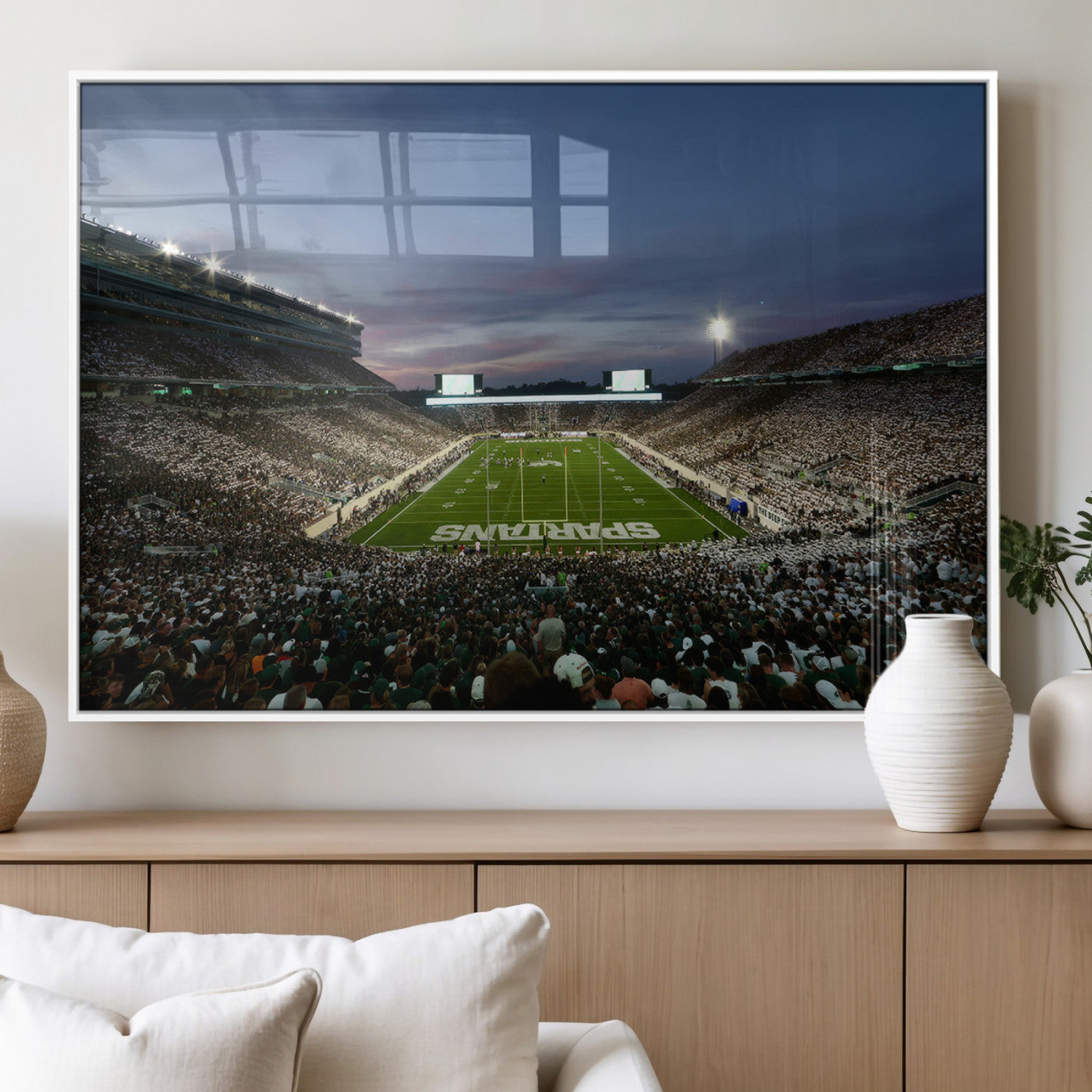MGV-FP-60X30-3P - Michigan State Spartans Football Team Print - East Lansing Spartan Stadium Canvas Print
