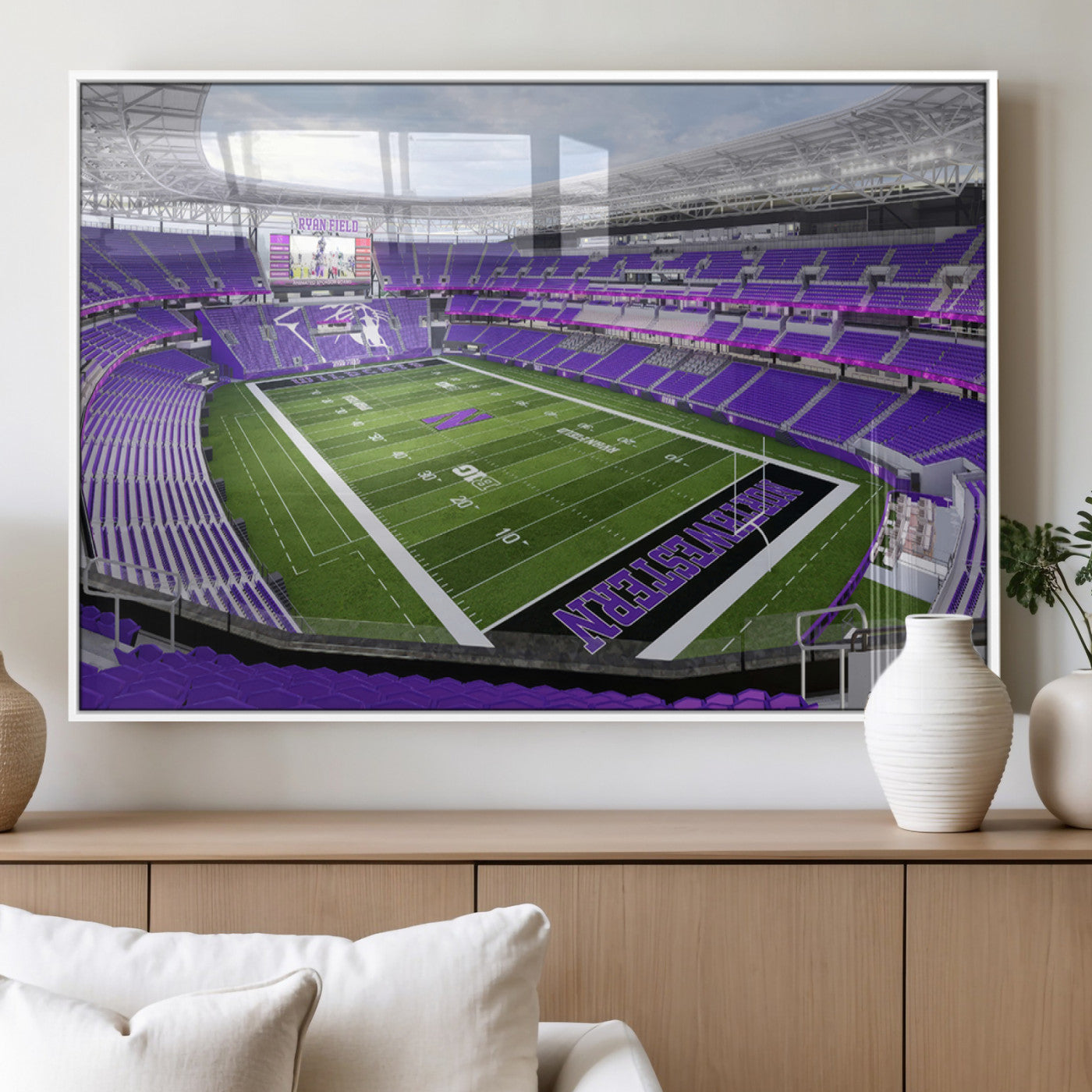 MGV-FP-60X30-3P - Northwestern University Wildcats Football Team Print - Evanston Ryan Field Wall Art Canvas Print