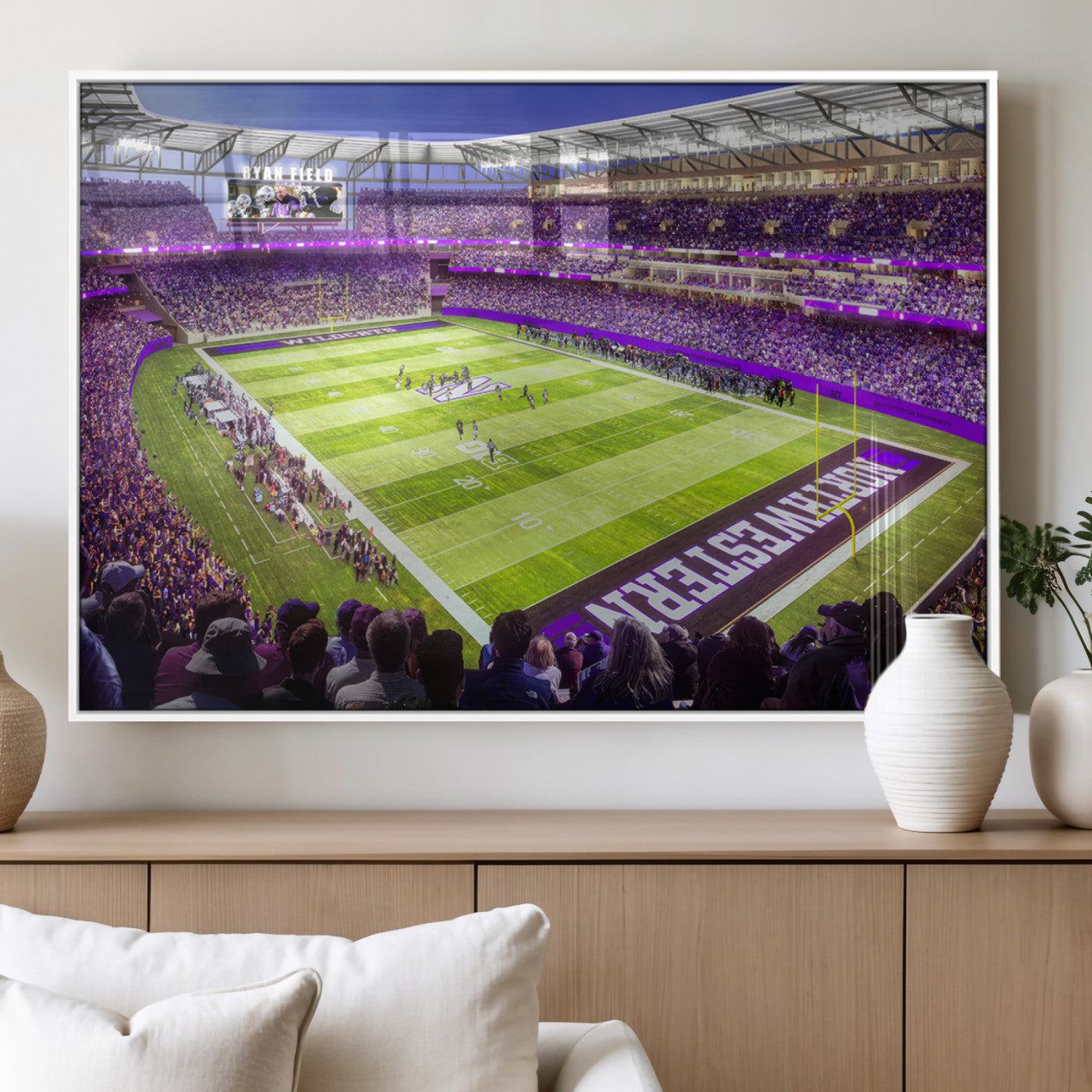 MGV-FP-60X30-3P - Northwestern University Wildcats Football Team Print - Evanston Ryan Field Wall Art Canvas Print