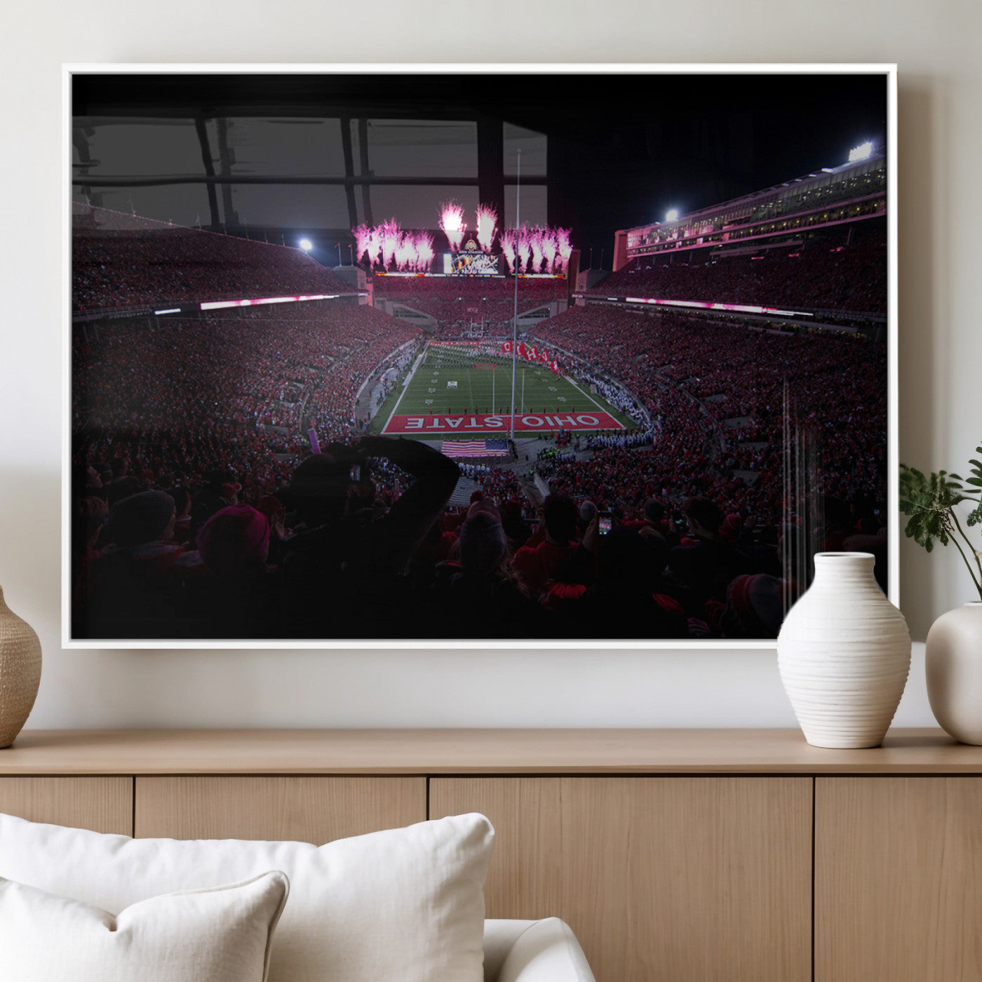 MGV-FP-60X30-3P - Ohio State University Buckeyes Football Team Print - Columbus Ohio Stadium Wall Art Canvas Print