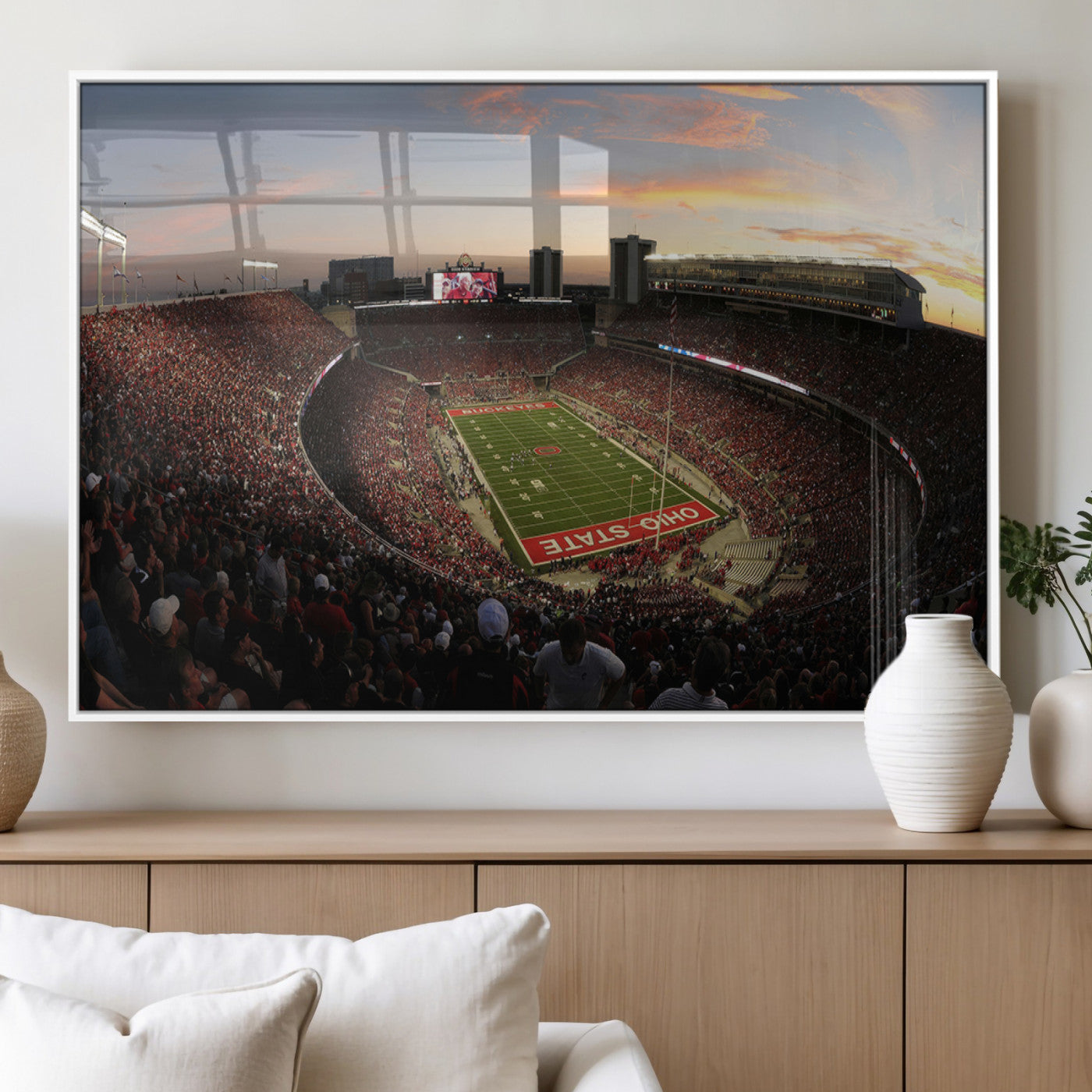 MGV-FP-60X30-3P - Ohio State University Buckeyes Football Team Print - Columbus Ohio Stadium Wall Art Canvas Print
