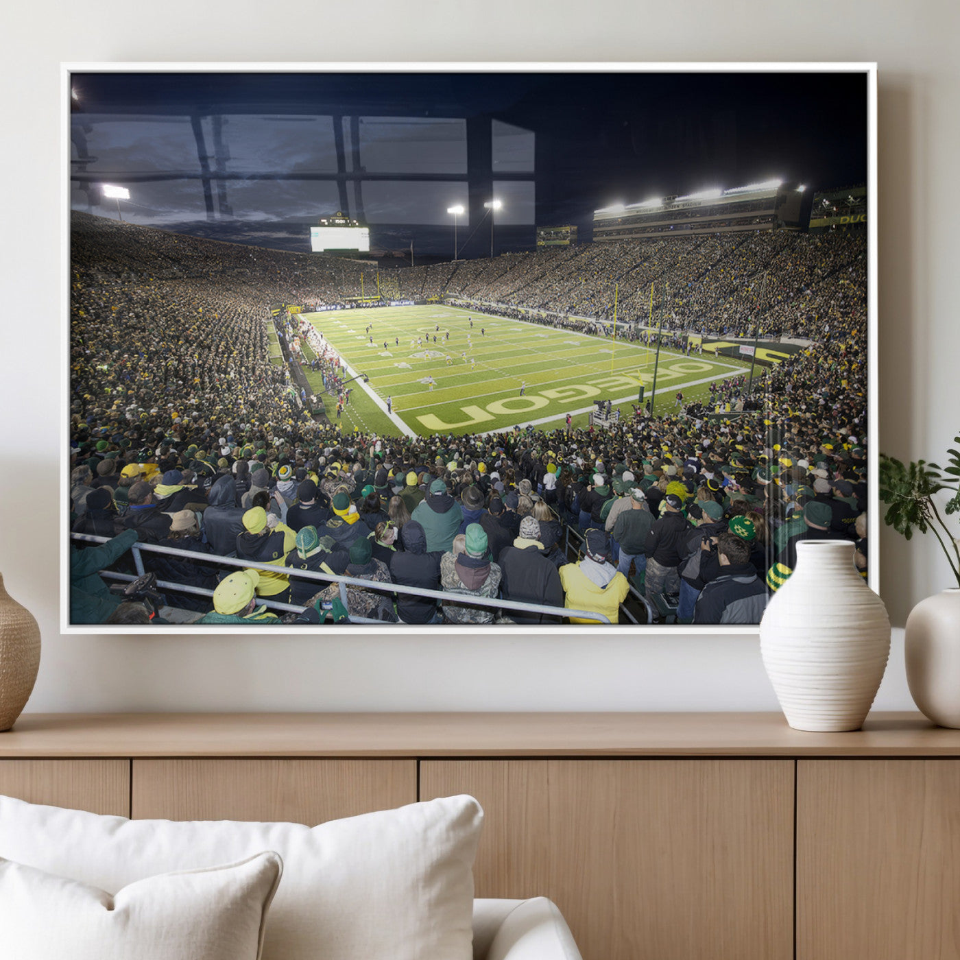 MGV-FP-60X30-3P - University of Oregon Ducks Football Team Print - Eugene Autzen Stadium Wall Art Canvas Print