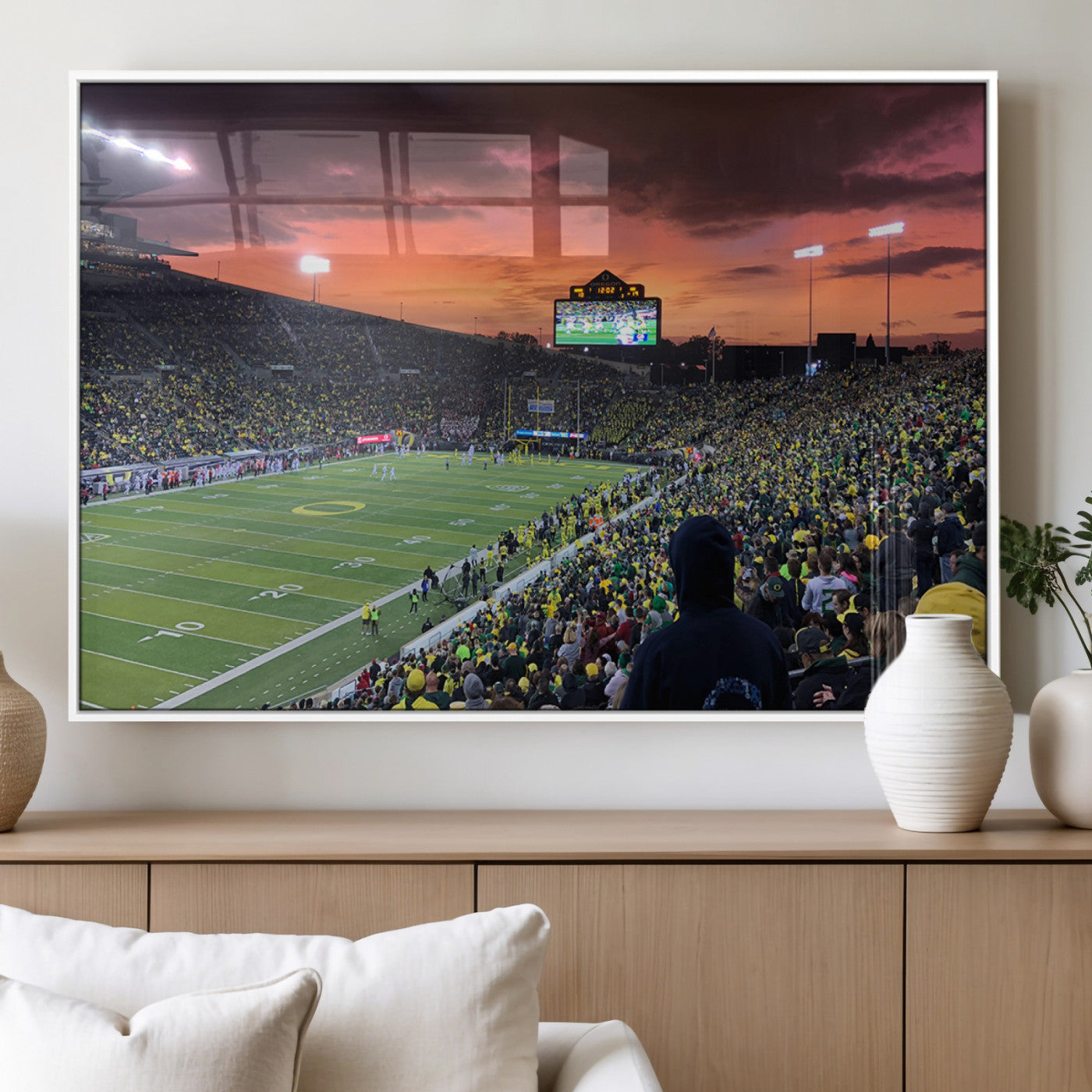 MGV-FP-60X30-3P - Eugene Autzen Stadium Canvas Wall Art Print – Sunset Over Iconic Football Field Wall Decor for Home