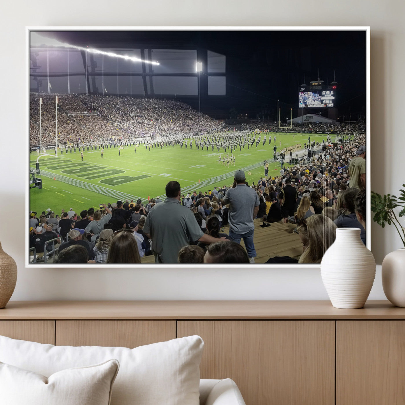 MGV-FP-60X30-3P - Purdue University Boilermakers Football Team Print - West Lafayette Ross-Ade Stadium Wall Art Canvas