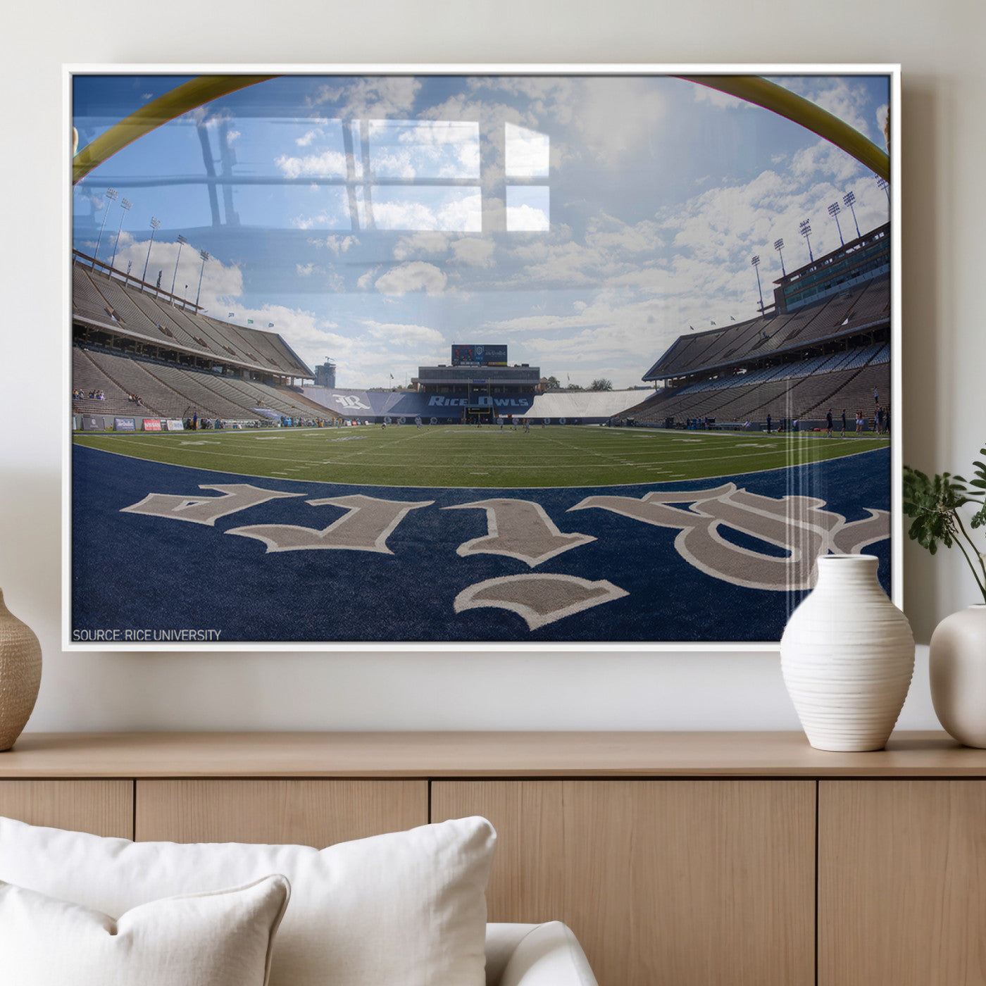 MGV-FP-60X30-3P - Rice University Owls Football Team Print - Houston Rice Stadium Wall Art Canvas Print