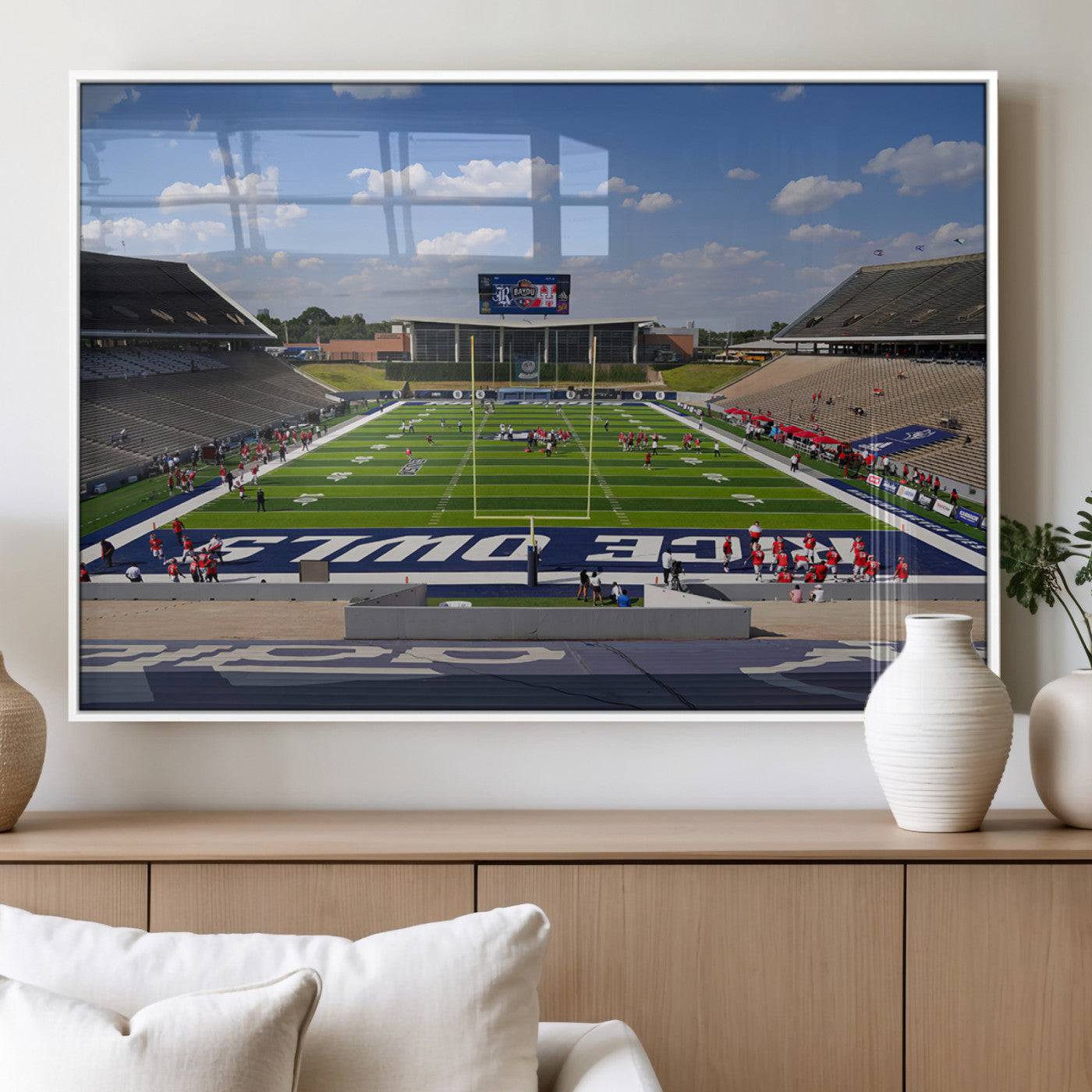 MGV-FP-60X30-3P - Rice University Owls Football Team Print - Houston Rice Stadium Wall Art Canvas Print