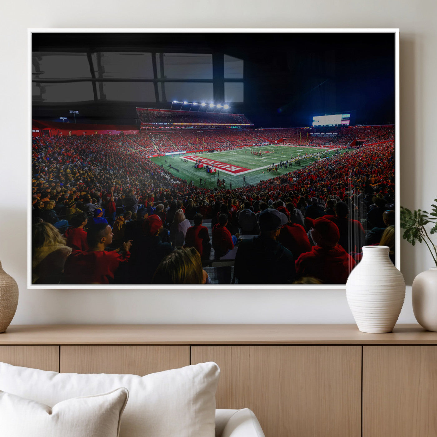 MGV-FP-60X30-3P - Rutgers Scarlet Knights Football Team Print - SHI Stadium, Piscataway Wall Art Canvas Print