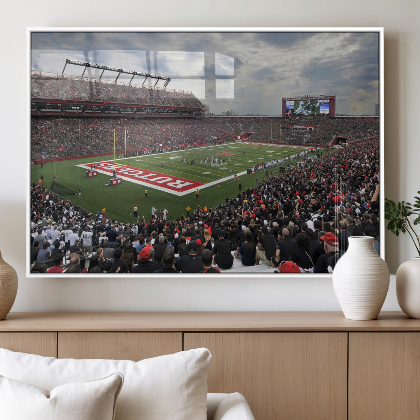 MGV-FP-60X30-3P - Rutgers Scarlet Knights Football Team Print - SHI Stadium, Piscataway Wall Art Canvas Print