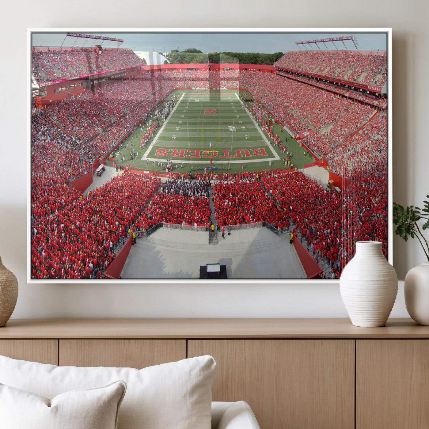 MGV-FP-60X30-3P - Rutgers Scarlet Knights Football Team Print - Piscataway SHI Stadium Wall Art Canvas Print