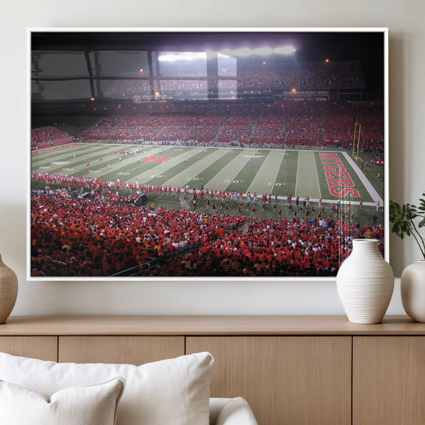 MGV-FP-60X30-3P - Rutgers University Scarlet Knights Football Team Print - Piscataway SHI Stadium Wall Art Canvas