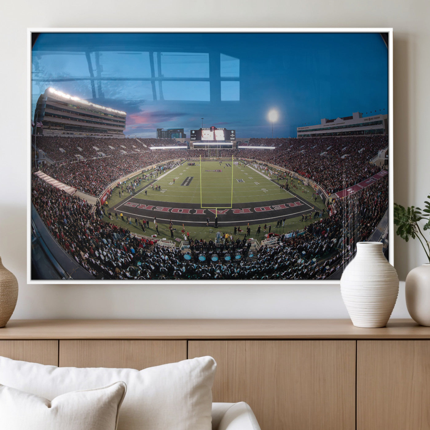 MGV-FP-60X30-3P - Texas Tech Red Raiders Canvas, Framed Football Team Print - Lubbock Jones AT&T Stadium Wall Art