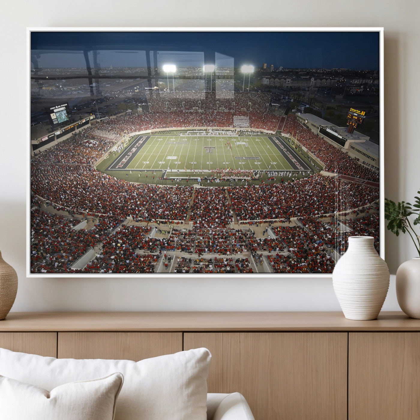MGV-FP-60X30-3P - Texas Tech Red Raiders Football Team Print - Lubbock Jones AT&T Stadium Wall Art Canvas Print