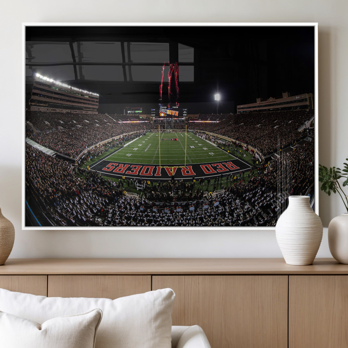 MGV-FP-60X30-3P - Framed Texas Tech Red Raiders Stadium Canvas, Texas Tech Red Raiders Football Team Print - Lubbock