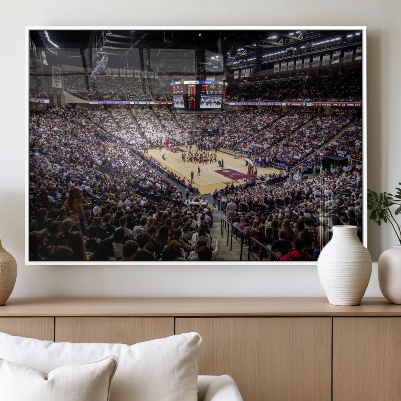 MGV-FP-60X30-3P - University of Nebraska Cornhuskers Basketball Team Print - Lincoln Red Arena Wall Art Canvas Print