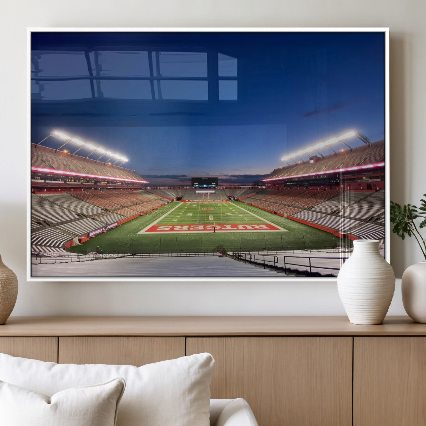 MGV-FP-60X30-3P - Rutgers Scarlet Knights Football Team Print - Piscataway SHI Stadium Wall Art Canvas Print