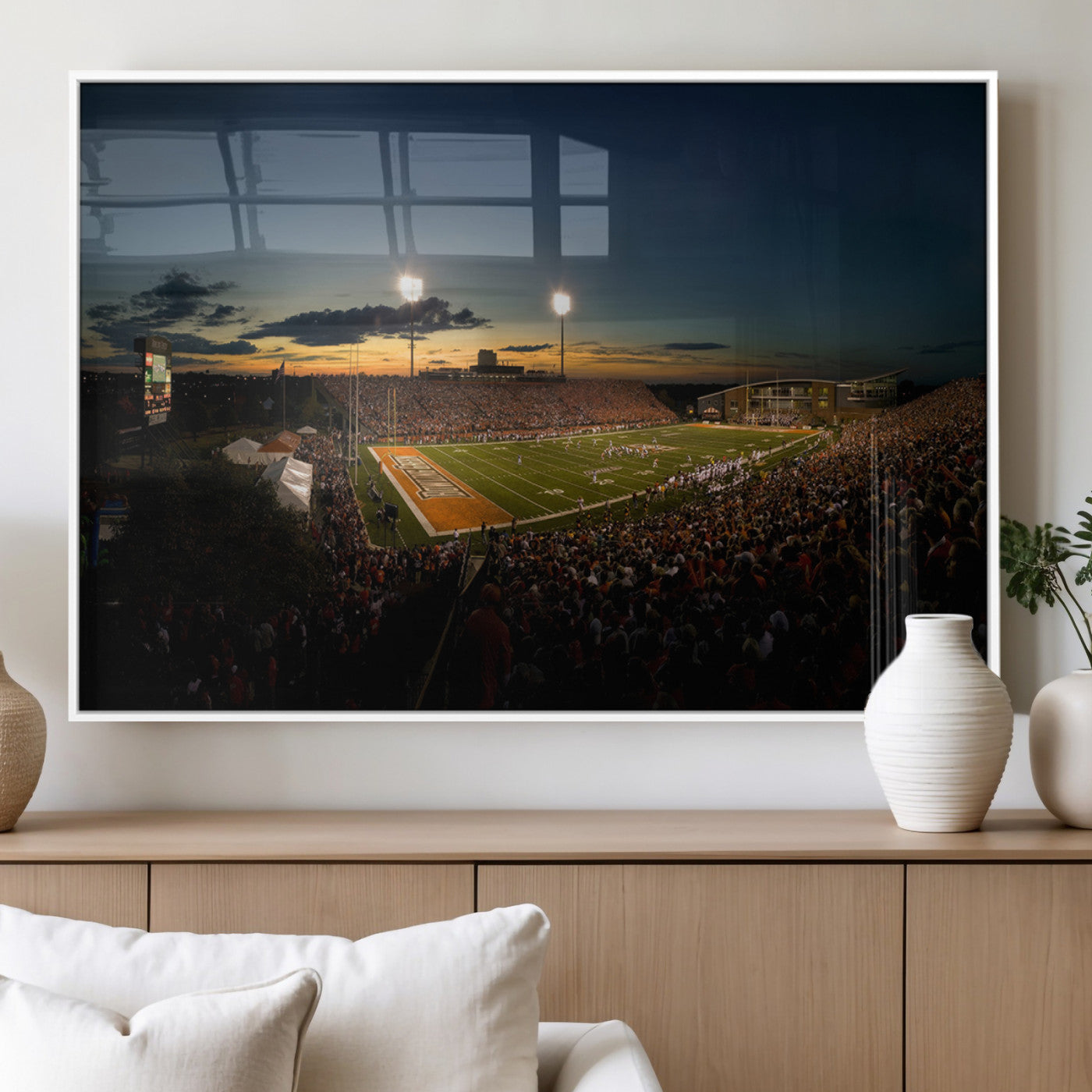 MGV-FP-60X30-3P - Ball State Cardinals Football Team Print - Muncie Scheumann Stadium Wall Art Canvas Print
