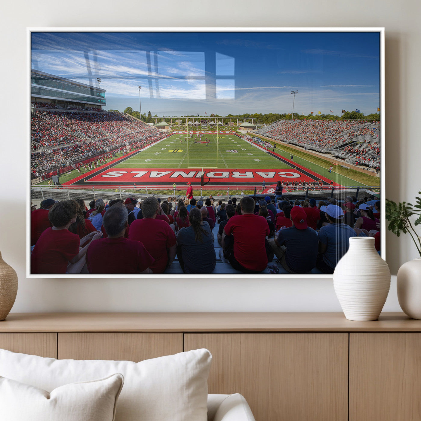 MGV-FP-60X30-3P - Ball State Cardinals Football Team Print - Muncie Scheumann Stadium Wall Art Canvas Print
