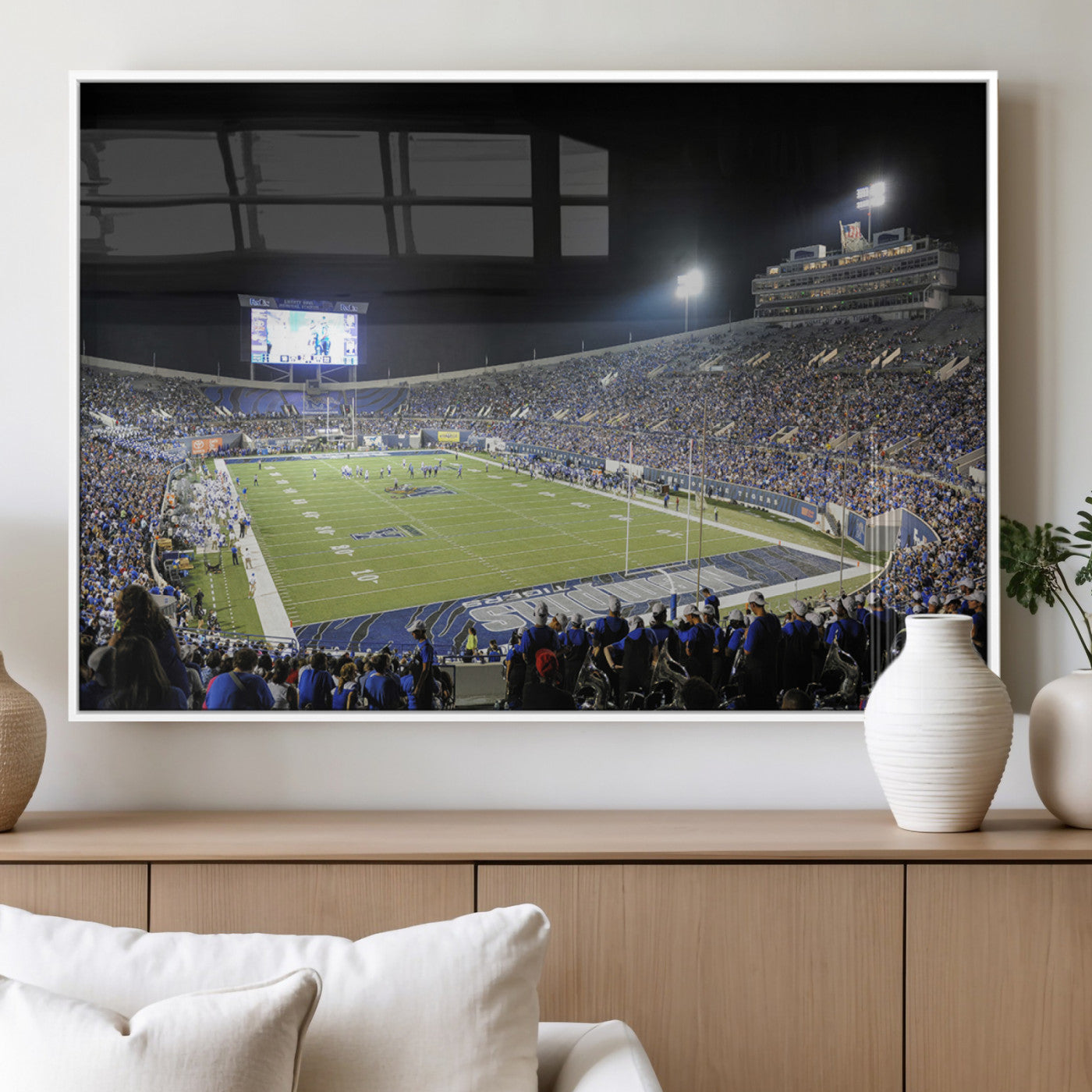 MGV-FP-60X30-3P - University of Memphis Tigers Football Team Print - Memphis Simmons Bank Liberty Stadium Wall Art