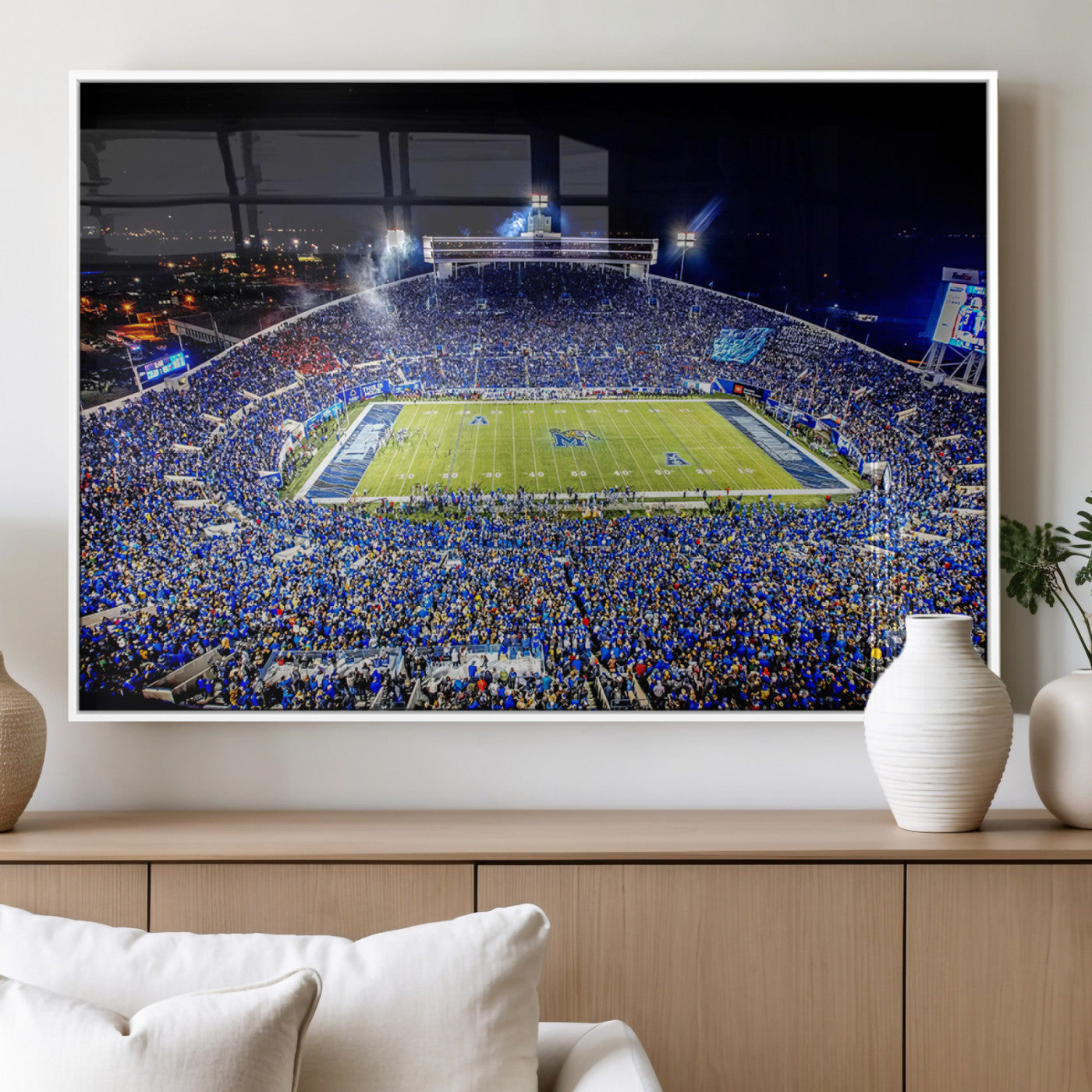 MGV-FP-60X30-3P - University of Memphis Tigers Football Team Print - Memphis Simmons Bank Liberty Stadium Wall Art