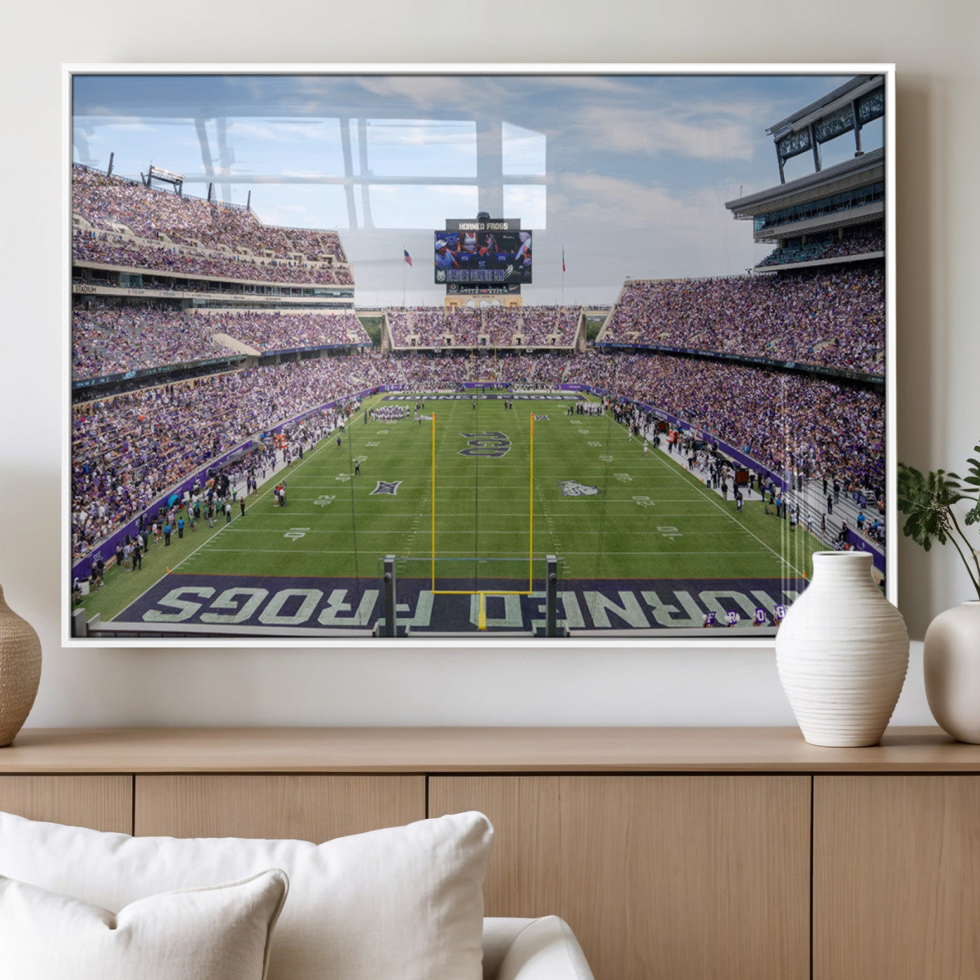 MGV-FP-60X30-3P - TCU Horned Frogs Football Team Print - Fort Worth Amon G. Carter Stadium Wall Art Canvas Print