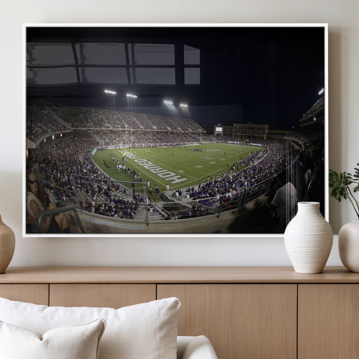 MGV-FP-60X30-3P - TCU Horned Frogs Football Team Print - Fort Worth Amon G. Carter Stadium Wall Art Canvas Print.