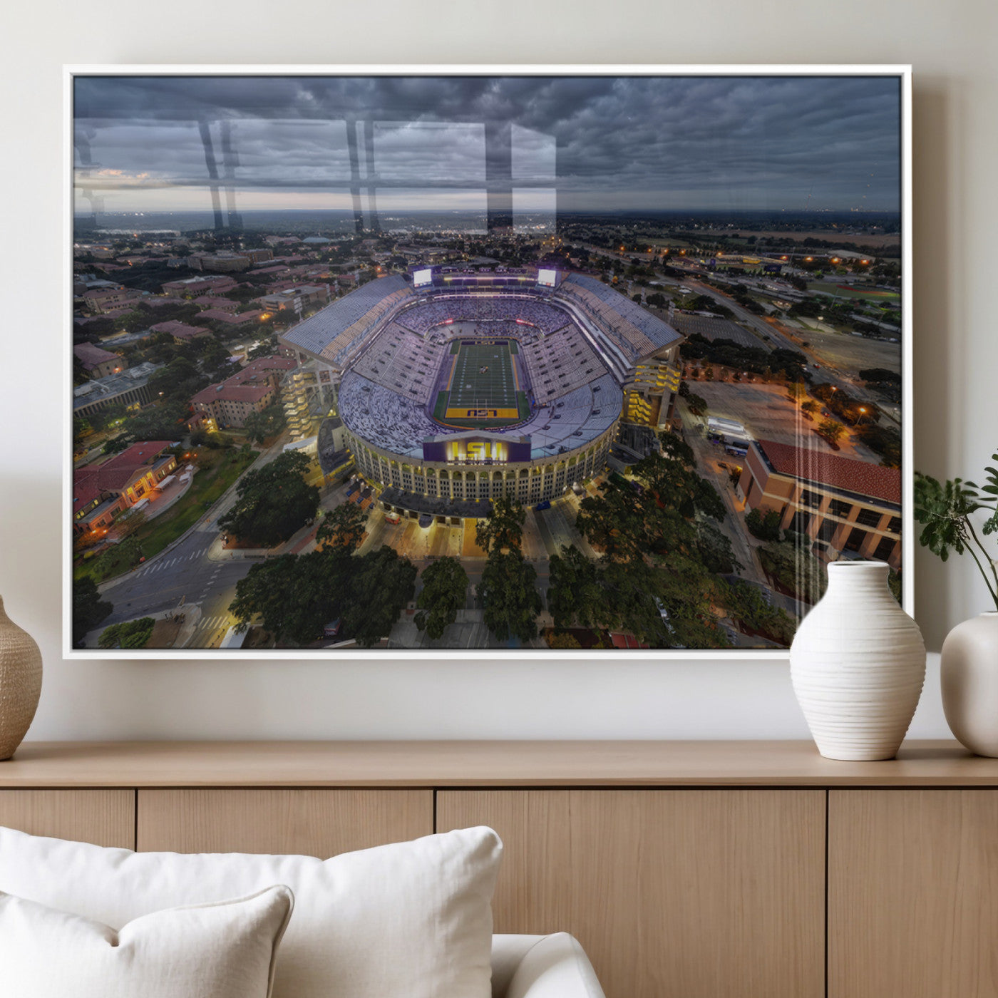 MGV-FP-60X30-3P - The Louisiana State University Tigers Football Team Print - Baton Rouge Tiger Stadium Wall Art