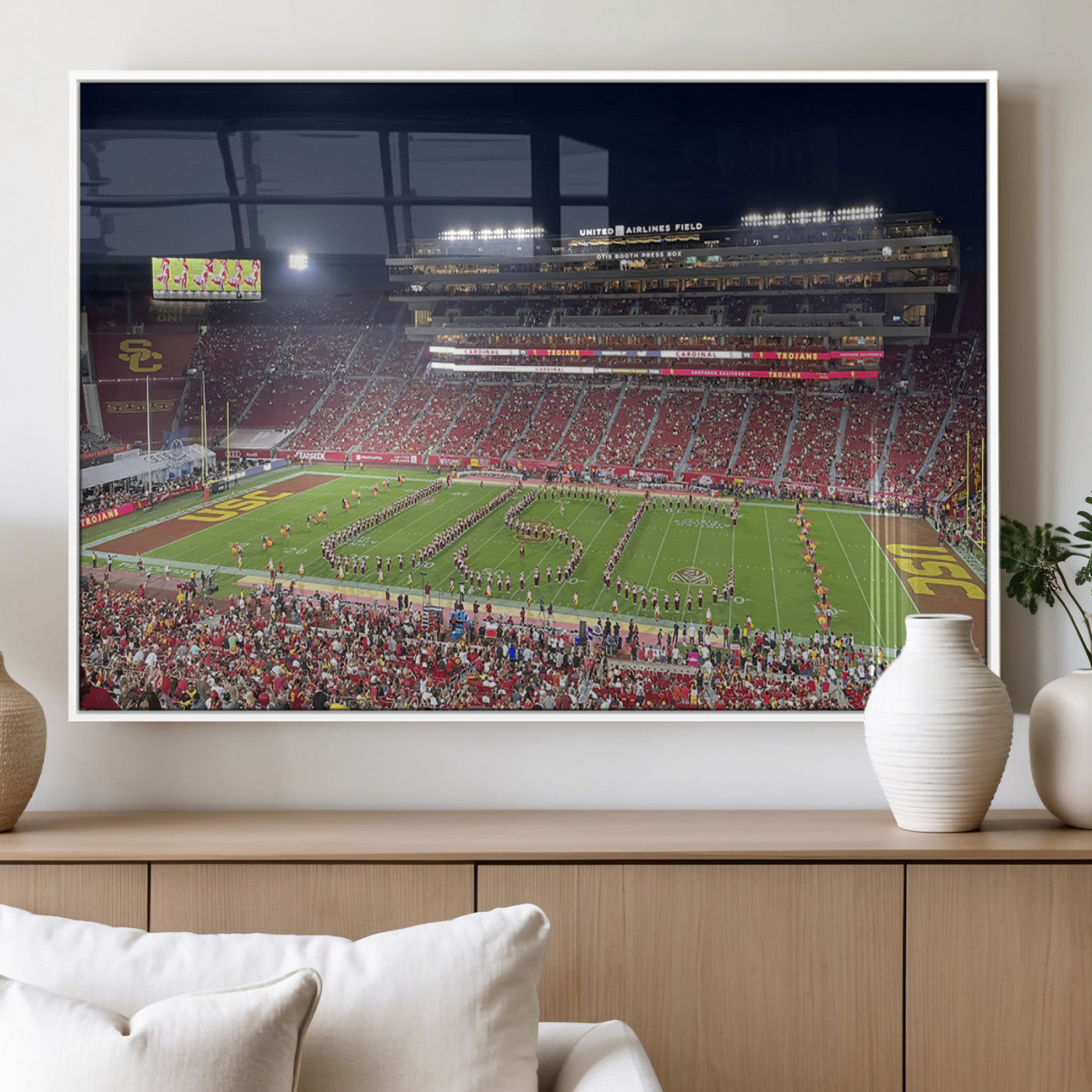 MGV-FP-60X30-3P - The University of Southern California USC Trojans Football Team Print - Los Angeles Memorial
