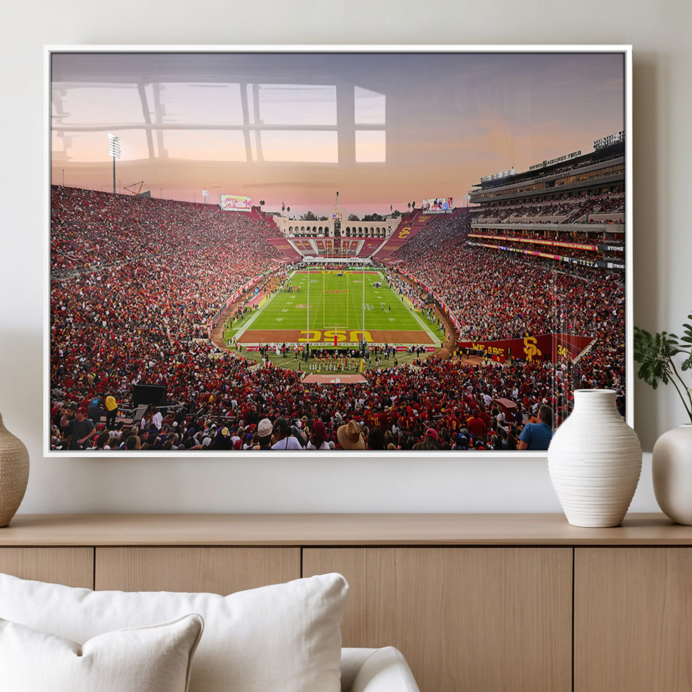 MGV-FP-60X30-3P - The University of Southern California USC Trojans Football Team Print - Los Angeles Memorial