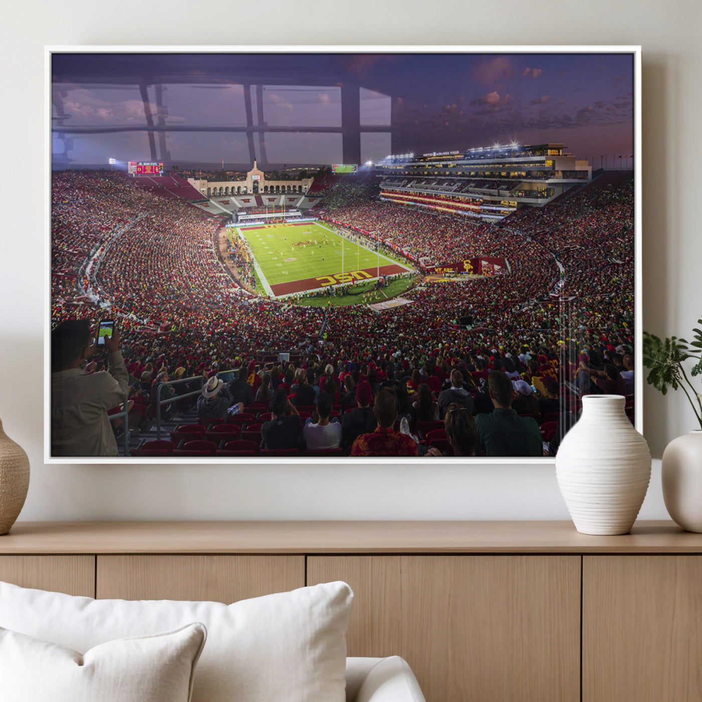 MGV-FP-60X30-3P - The University of Southern California USC Trojans Football Team Print - Los Angeles Memorial