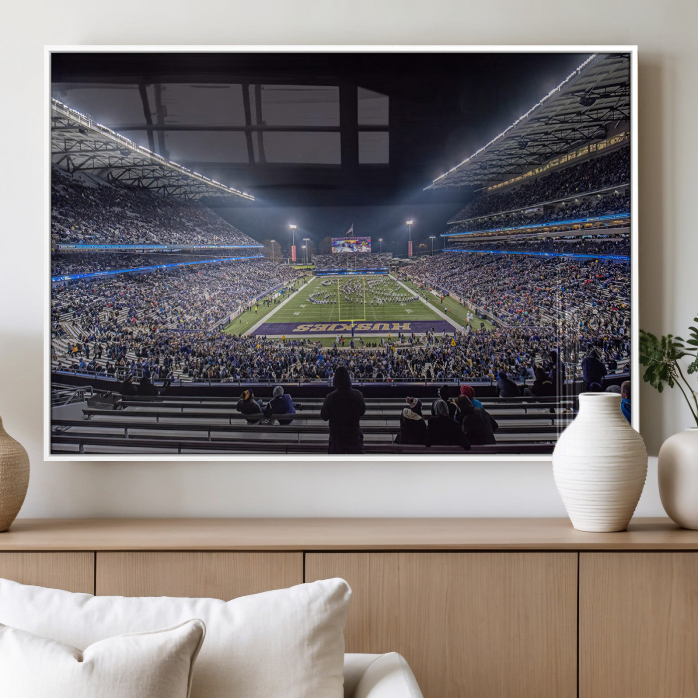 MGV-FP-60X30-3P - The University of Washington Huskies Football Team Print - Seattle Husky Stadium Wall Art Canvas