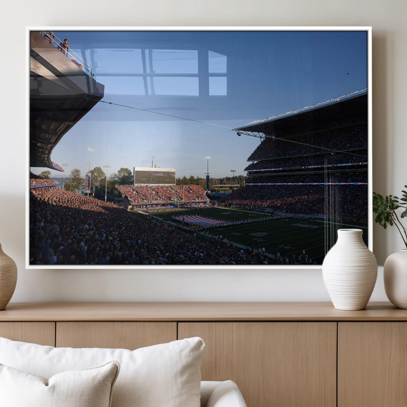 MGV-FP-60X30-3P - The University of Washington Huskies Football Team Print - Seattle Husky Stadium Wall Art Canvas