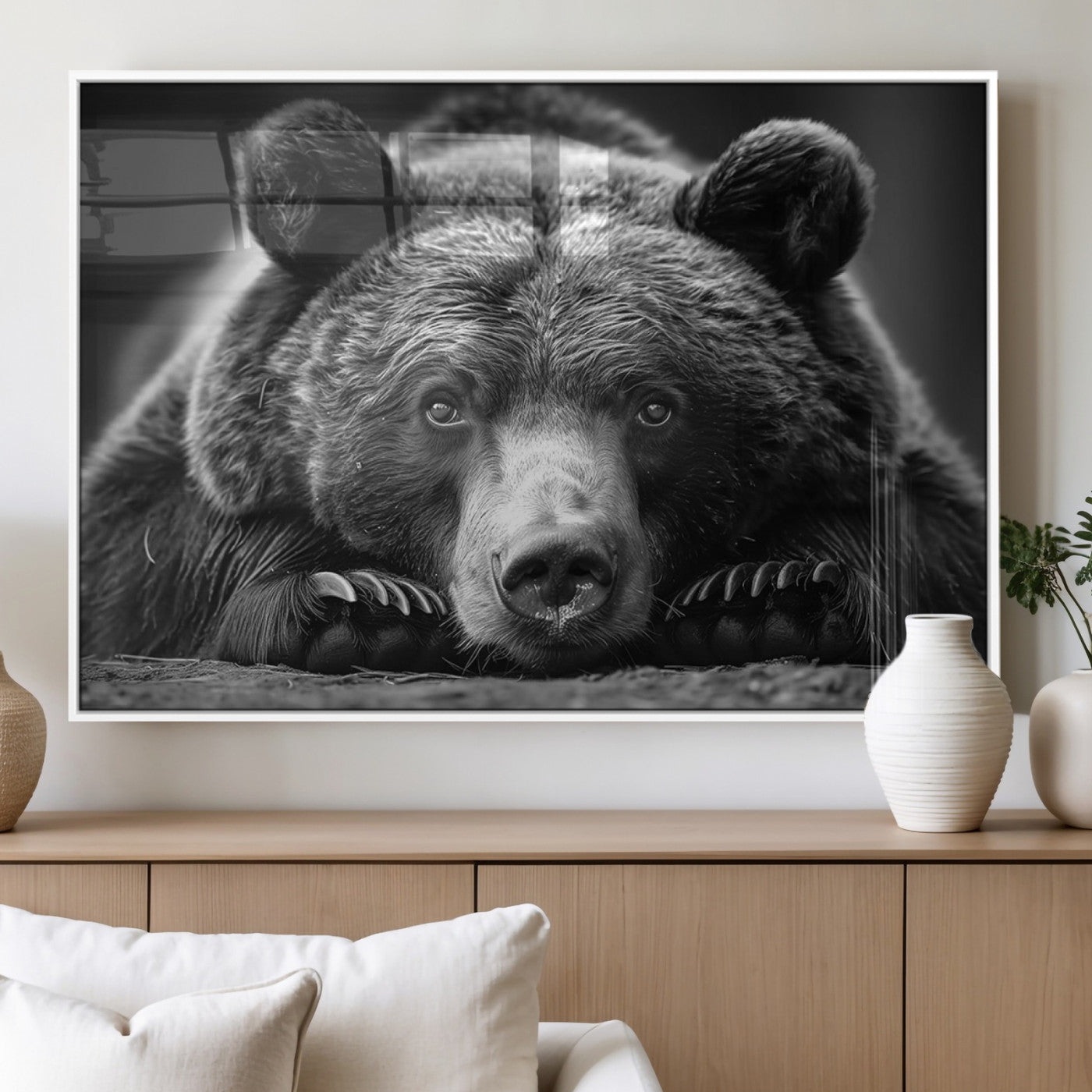 MGV-FP-60X30-3P - Resting Grizzly 399 Bear Canvas Print | Ready to Hang Wall Art | Rustic Cabin & Farmhouse Decor |