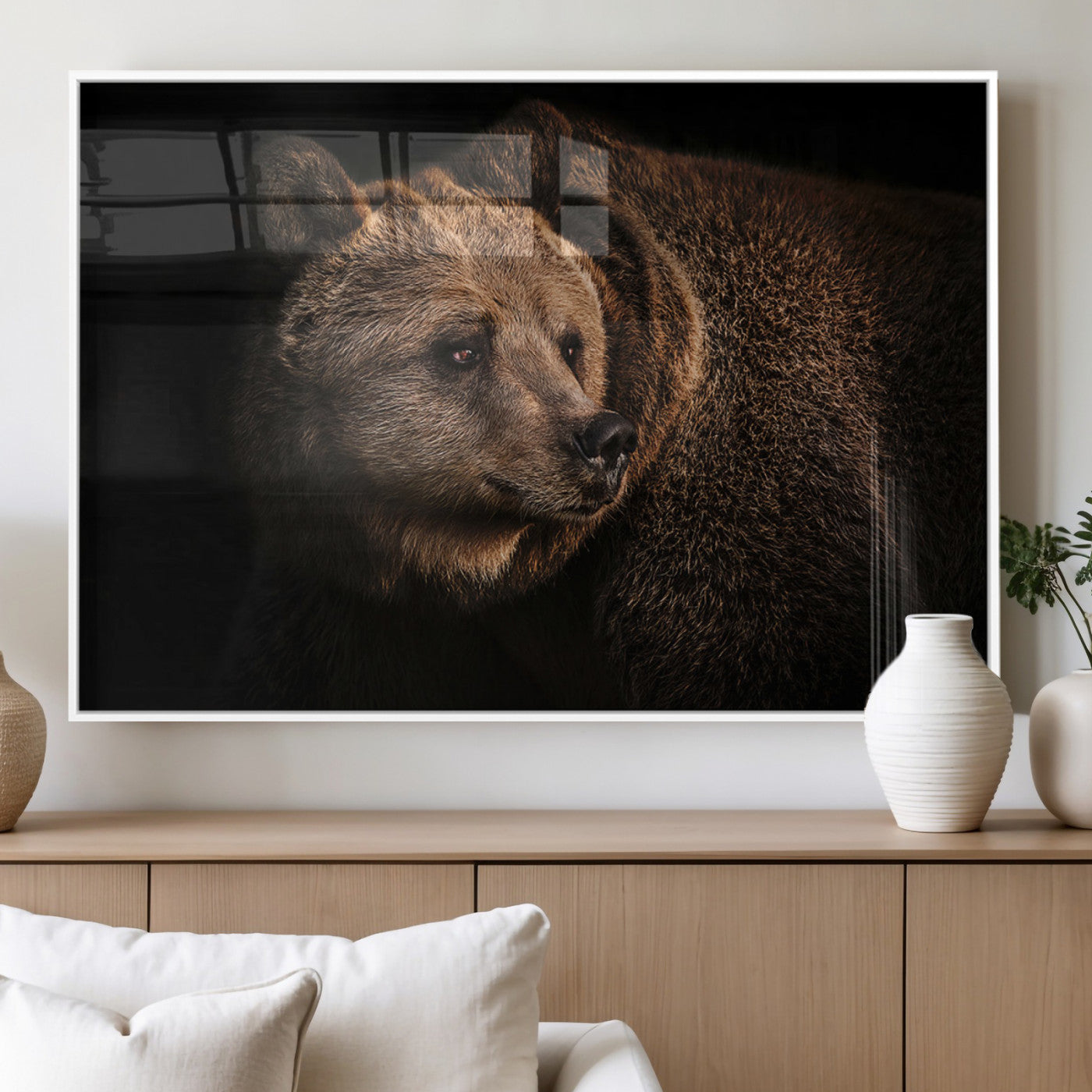 MGV-FP-60X30-3P - Wild Grizzly 399 Bear Canvas Wall Art Print, Bear Animal Canvas Artwork Print, Black Bear Wall Art