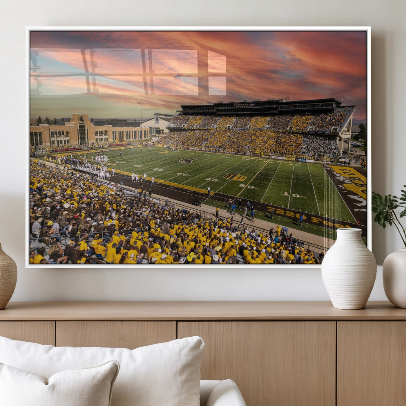 MGV-FP-60X30-3P - University of Wyoming Cowboys Football Team Print - Laramie Jonah Field War Memorial Stadium Wall