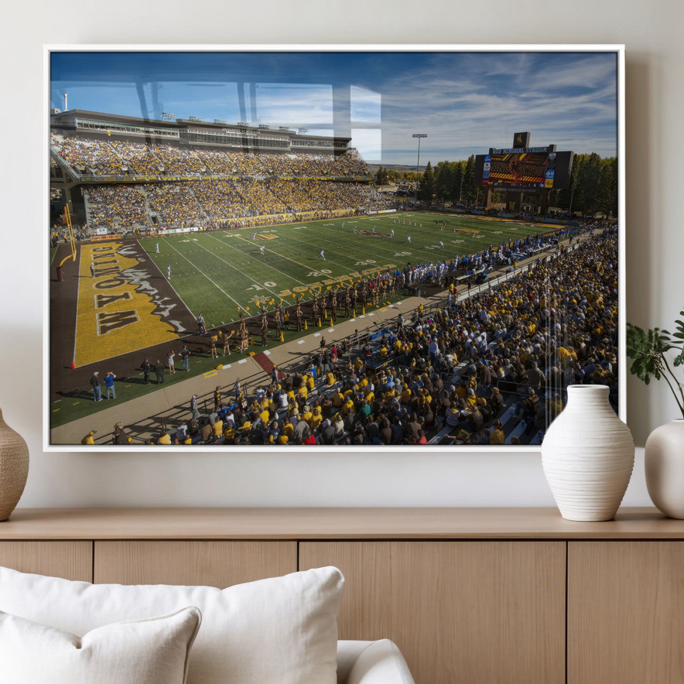 MGV-FP-60X30-3P - University of Wyoming Cowboys Football Team Print - Laramie Jonah Field War Memorial Stadium Wall