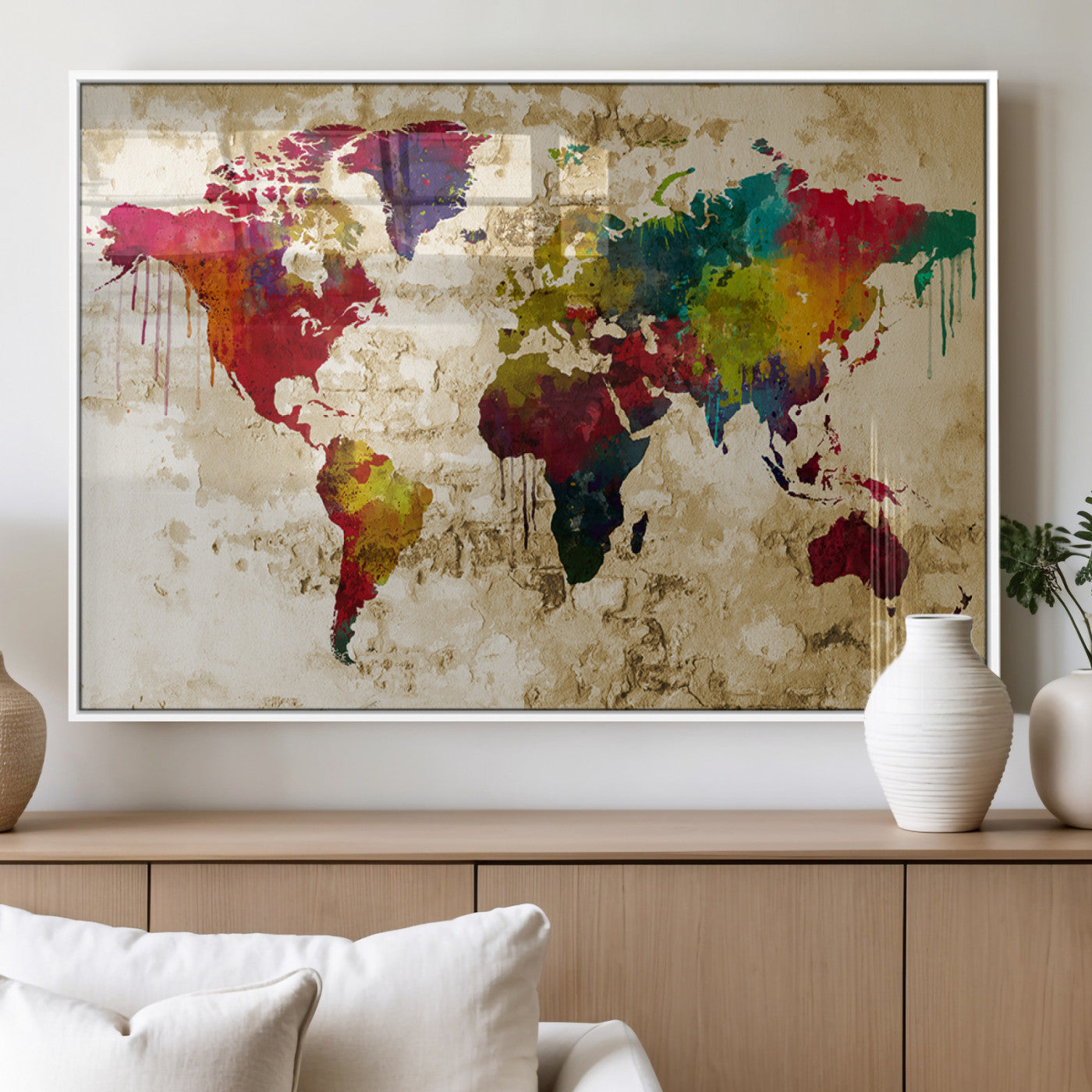 MGV-FP-36X24-3P - Push Pin World Map Canvas Print – Framed Wall Art for Couples to Track Their Travels – Anniversary