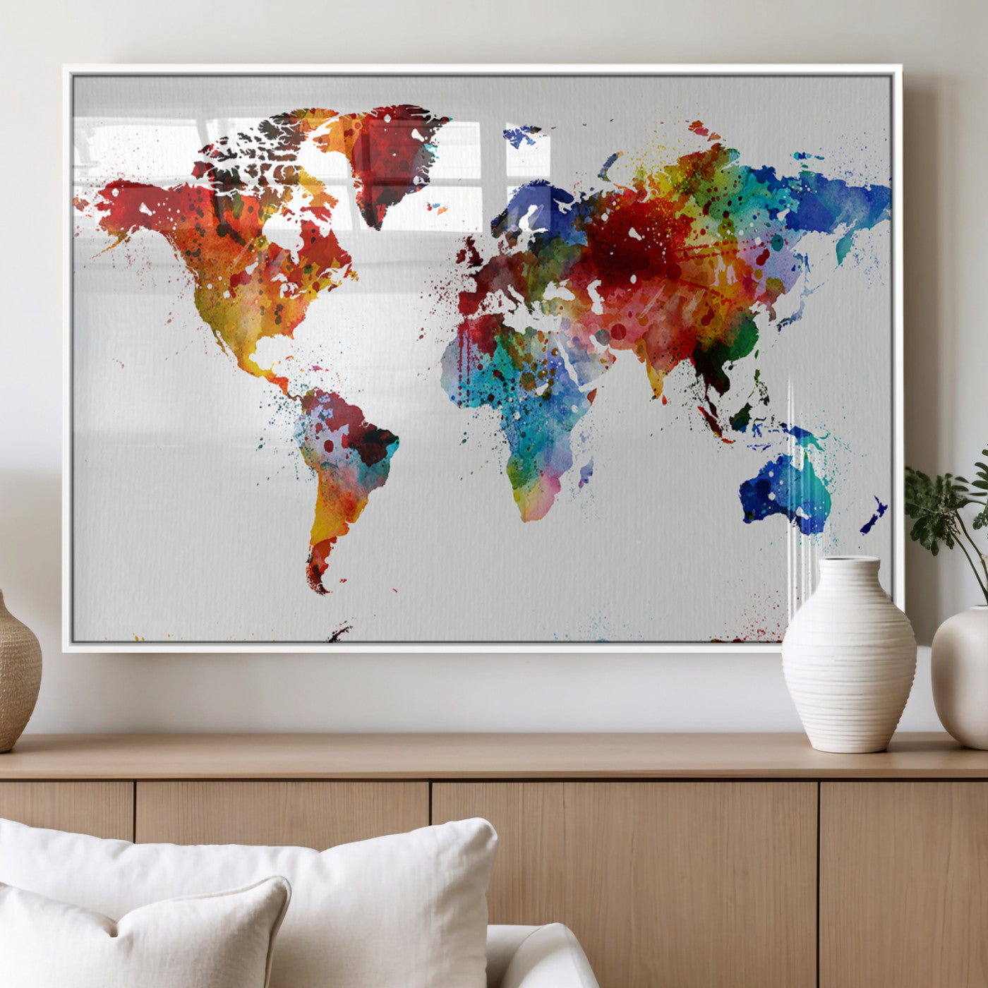 MGV-FP-36X24-3P - Push Pin World Map Canvas Print – Framed Wall Art for Couples to Track Their Travels – Anniversary