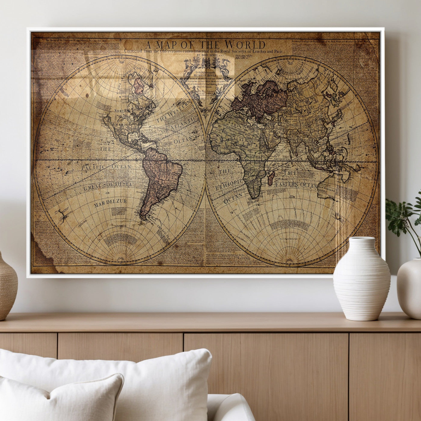 MGV-FP-60X30-3P - Push Pin World Map Canvas Print – Framed Wall Art for Couples to Track Their Travels – Anniversary
