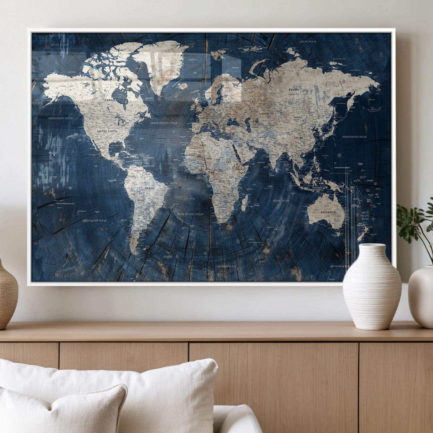 MGV-FP-36X24-3P - Push Pin World Map Canvas Print – Framed Wall Art for Couples to Track Their Travels – Anniversary