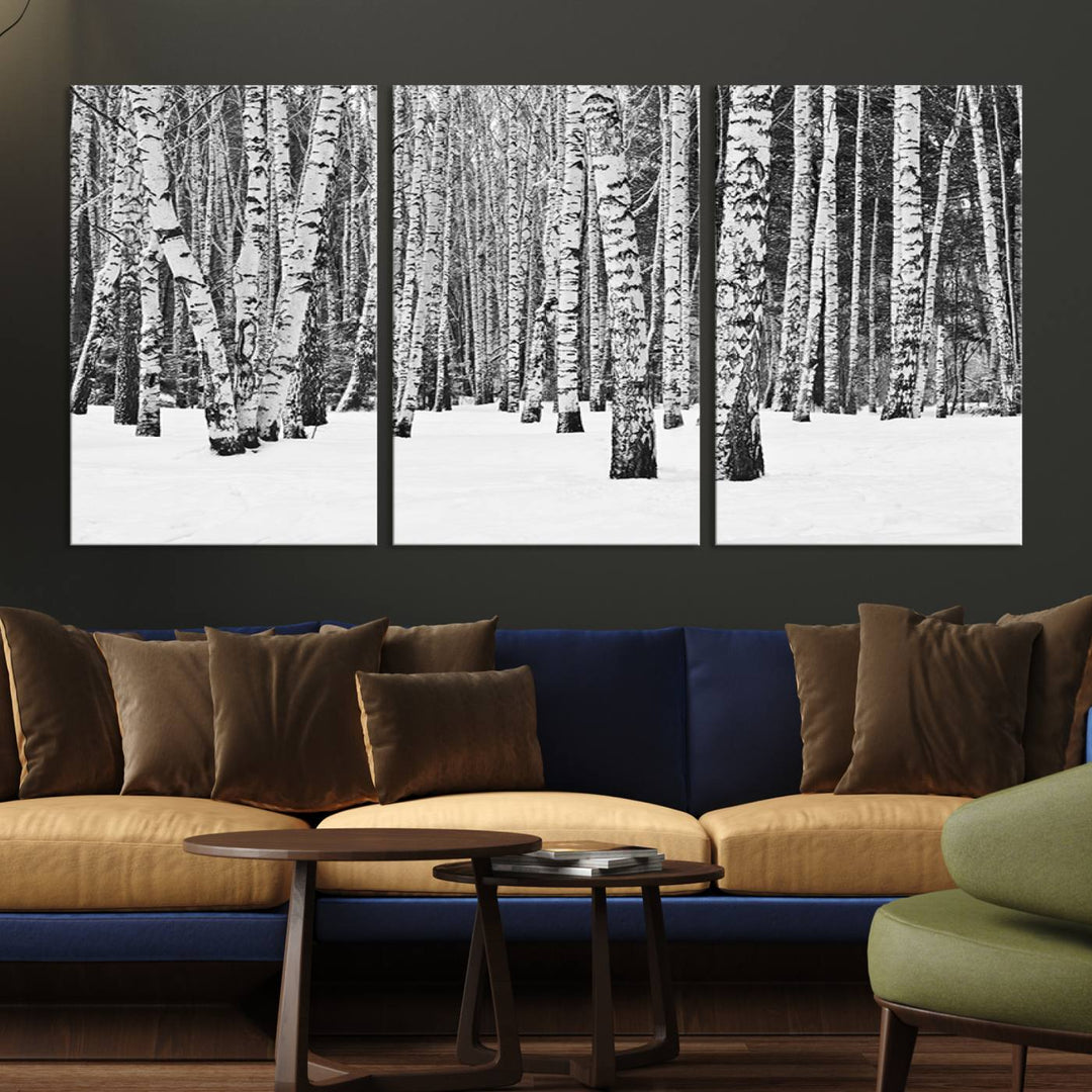 Wall Art Landscape Canvas Print Forest in Winter with Snowy Ground and Trees