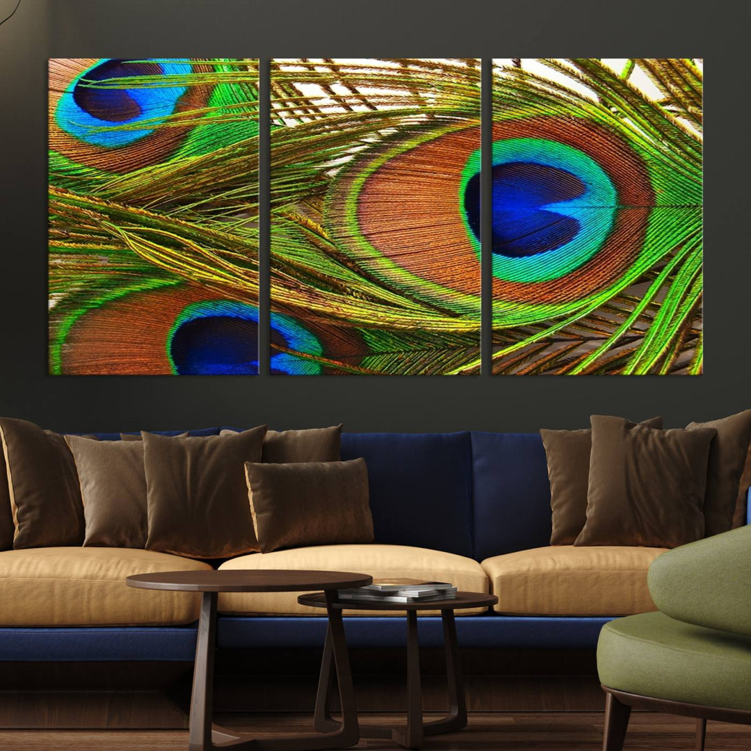 Wall Art Animal Canvas Print Triple Eyed Peacock Wing