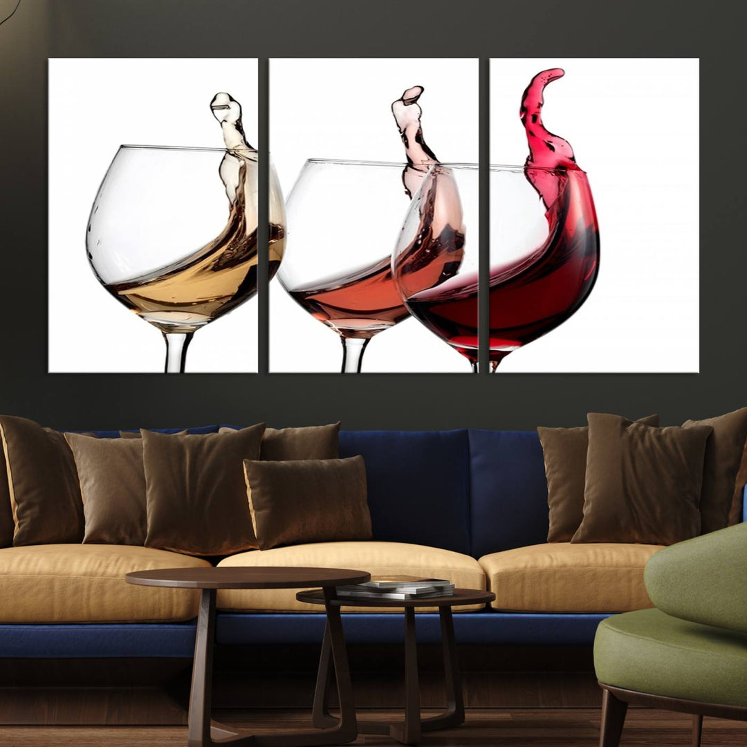 Wall Art Abstract Wine Glasses Canvas Print