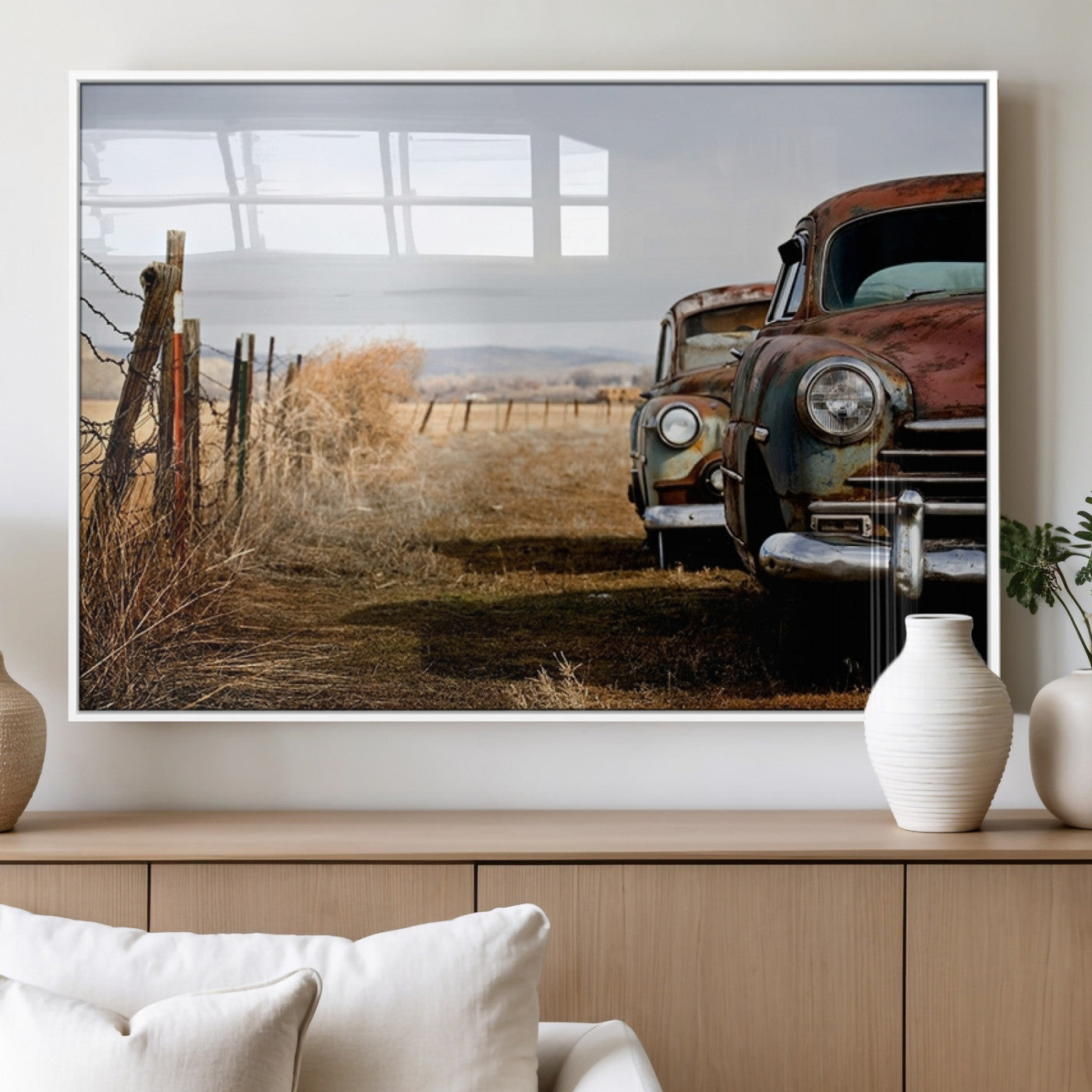 MGV-FP-60X30-3P - Old Rustic Classic Car Wall Art Canvas Print