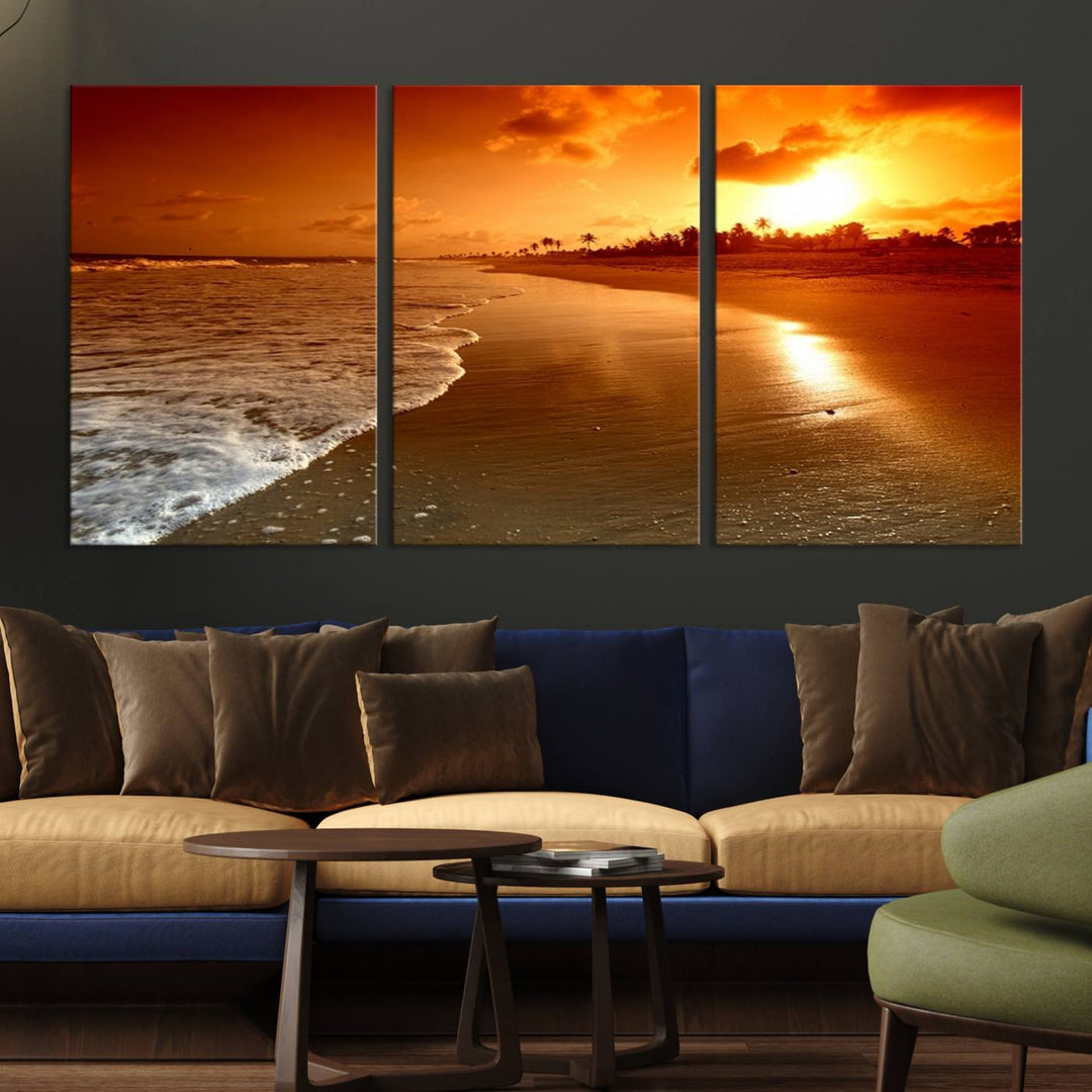 Wall Art Beautiful Beach Landscape at Sunset in Tropical Island Canvas Print