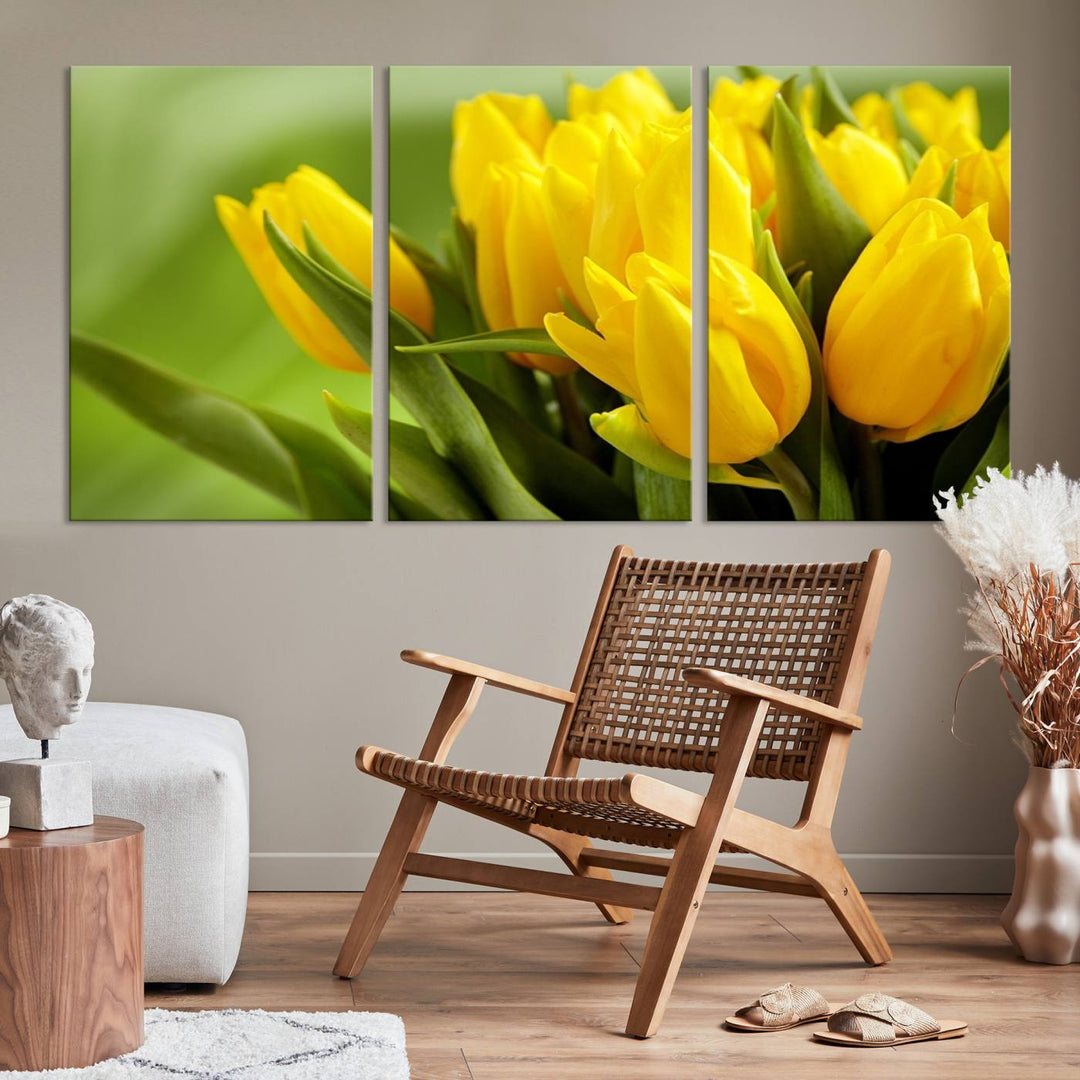 Art mural tulipes jaunes Impression sur toile