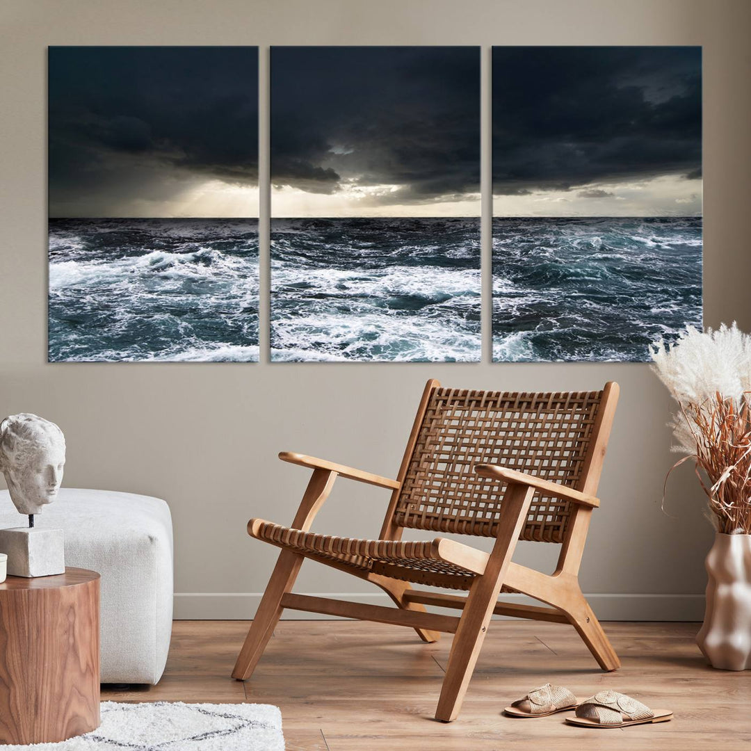 Ocean and Storm Canvas Art Print Hanging Great Print Ocean and