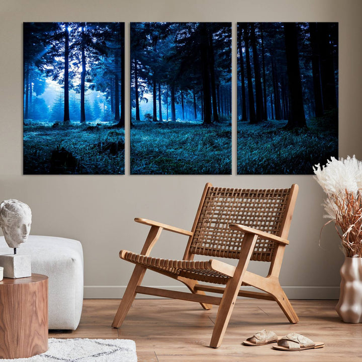 Mystic Dark Forest Wall Art Forest Canvas Print