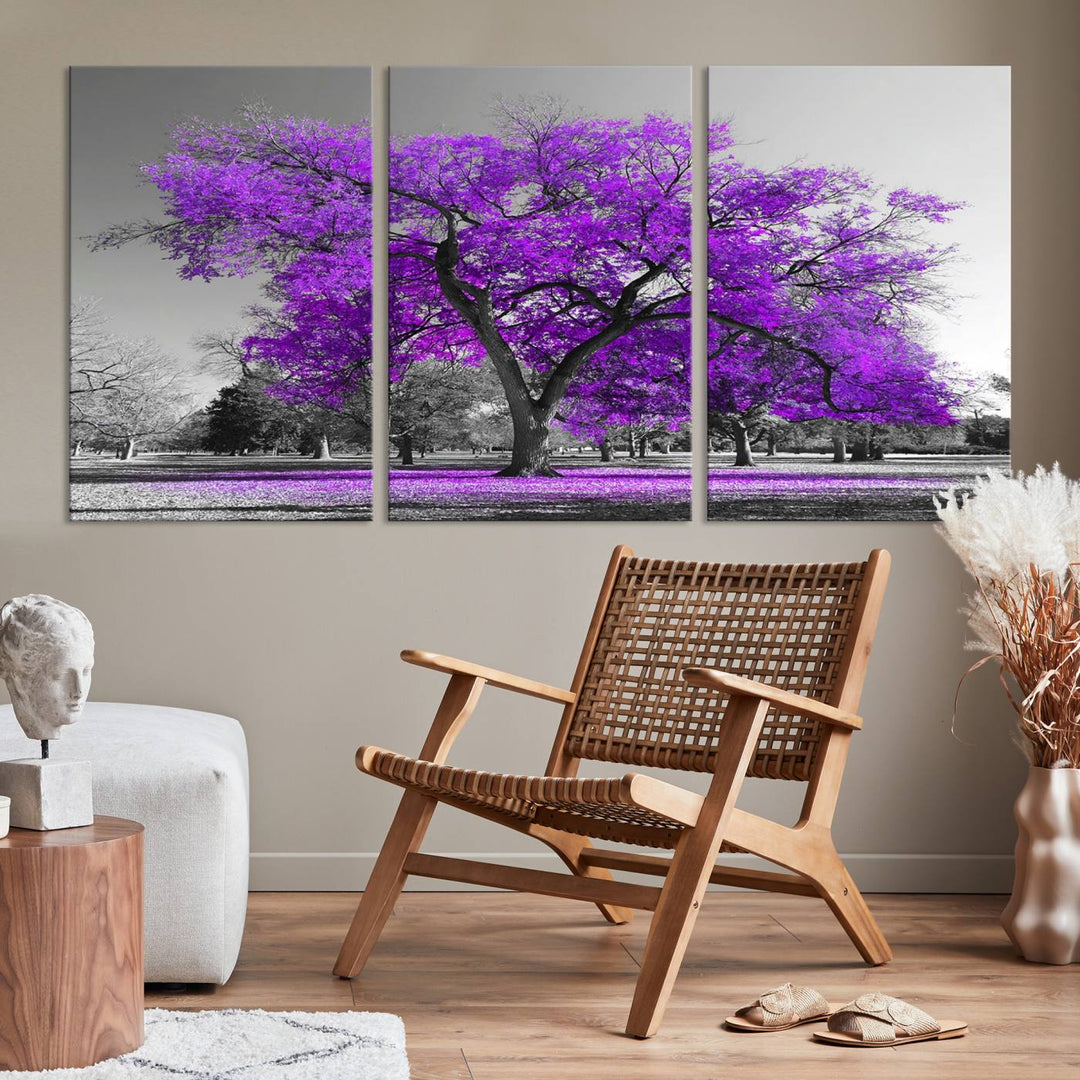 Art mural grand arbre violet Impression sur toile