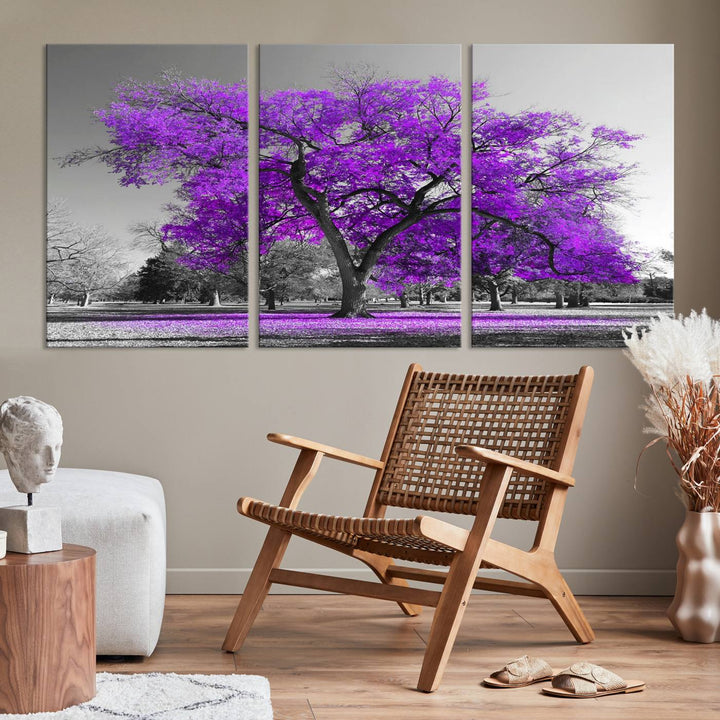 Art mural grand arbre violet Impression sur toile